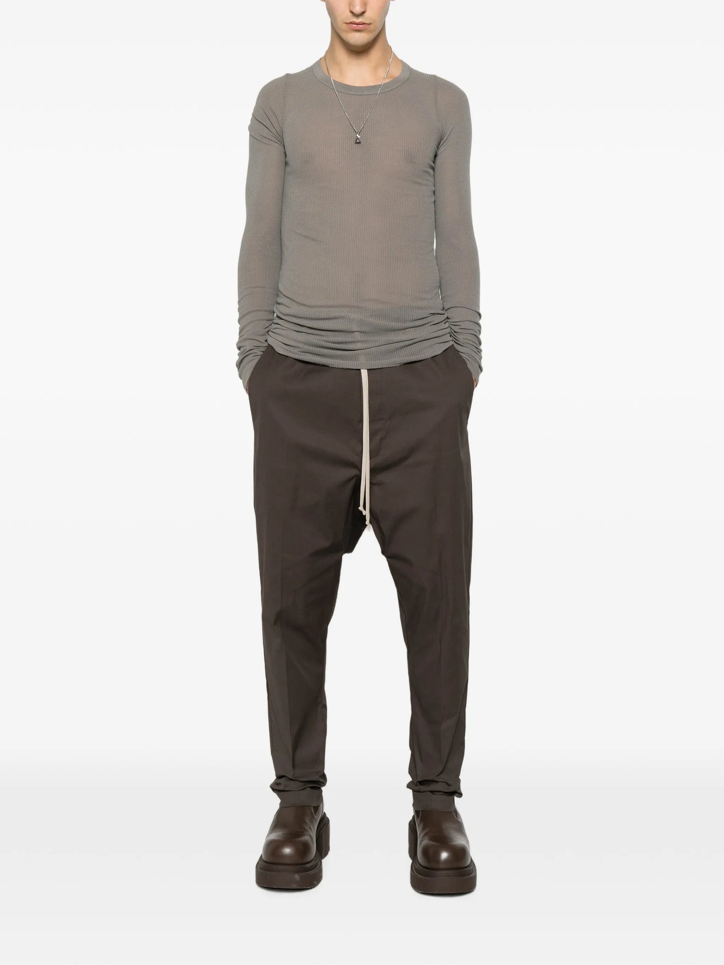 drawstring drop-crotch trousers