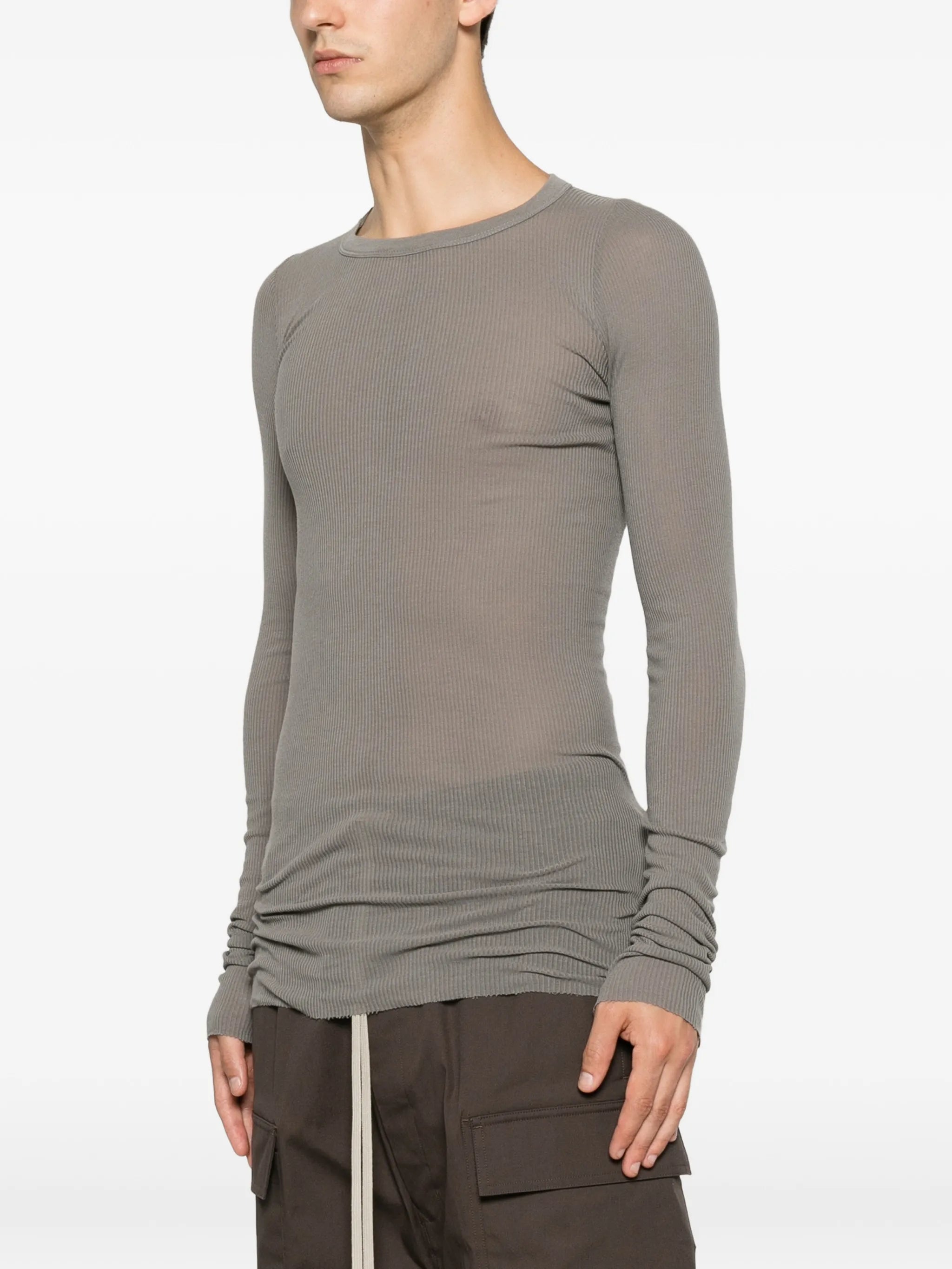 ribbed-texture long-sleeved T-shirt