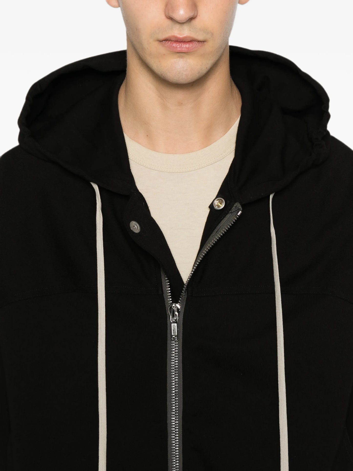 zip-up drawstring hoodie