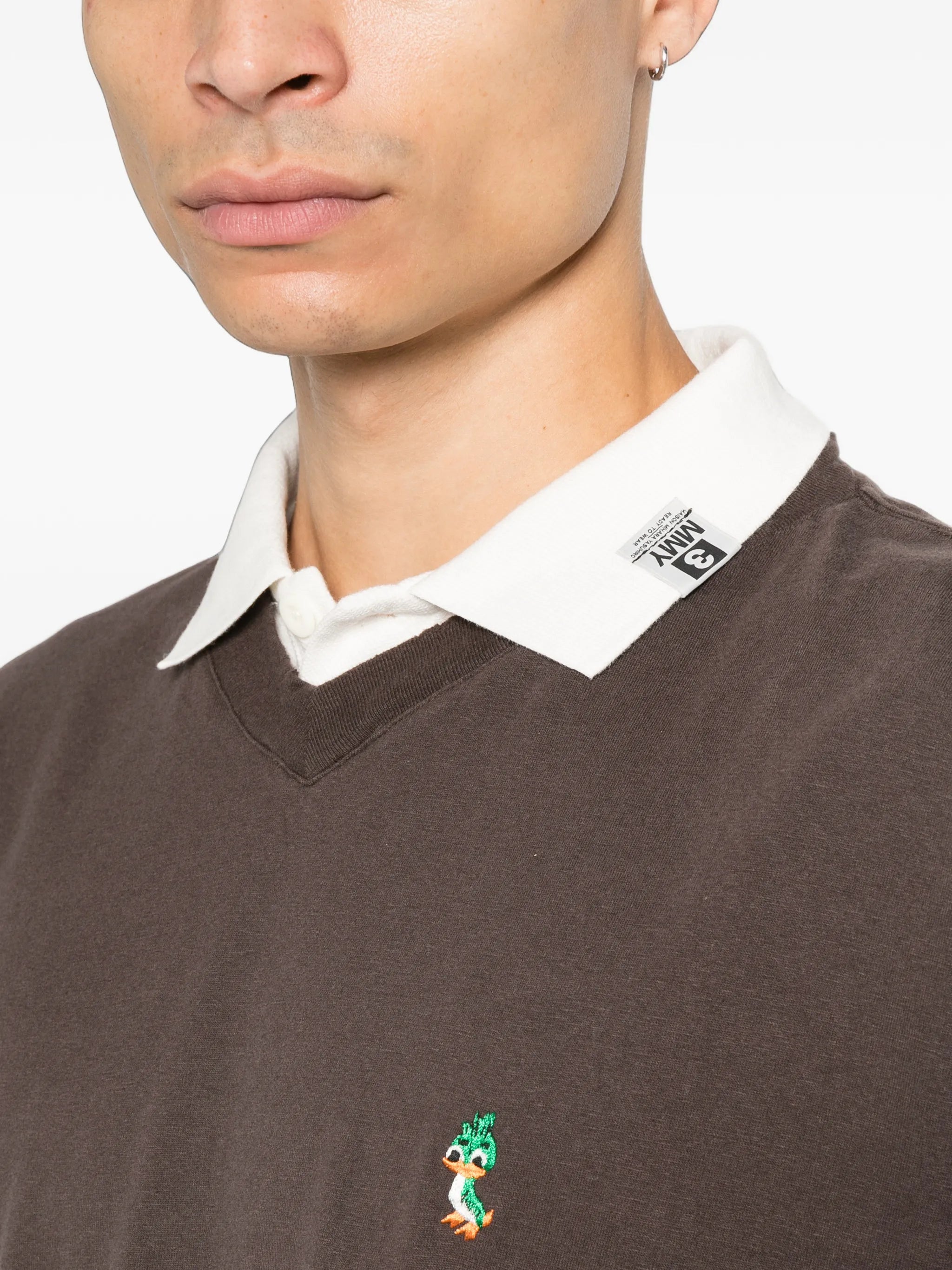 triple-layered duck-embroidered T-shirt