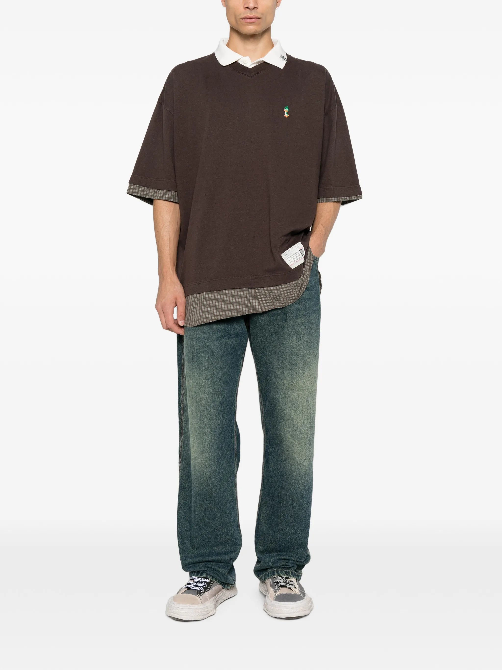 triple-layered duck-embroidered T-shirt
