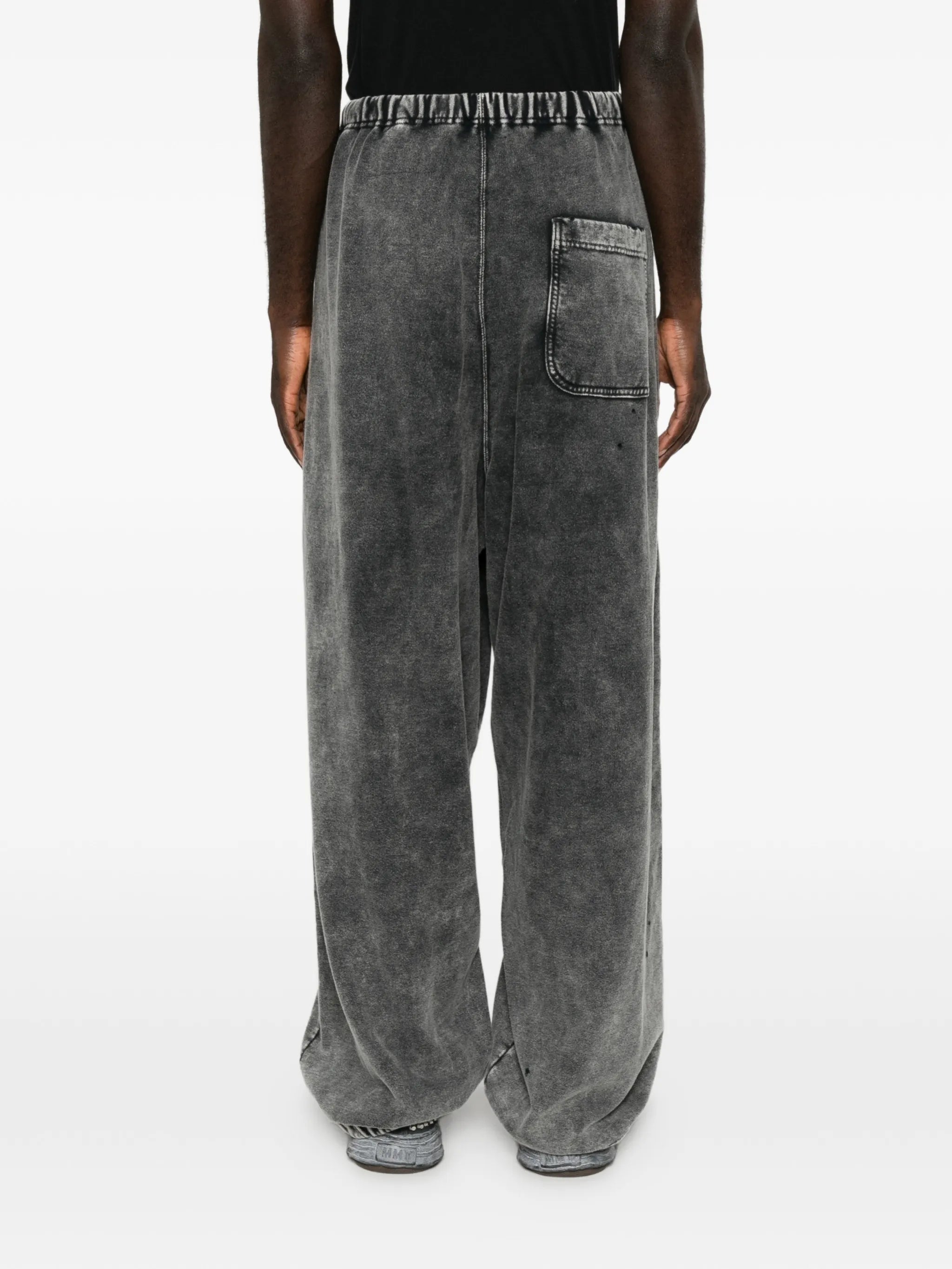 bleached wide-leg track pants