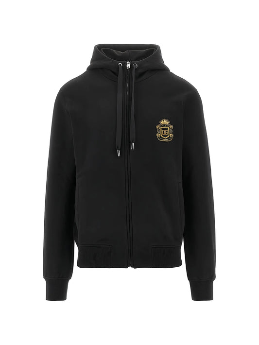 logo-patch zip-up hoodie