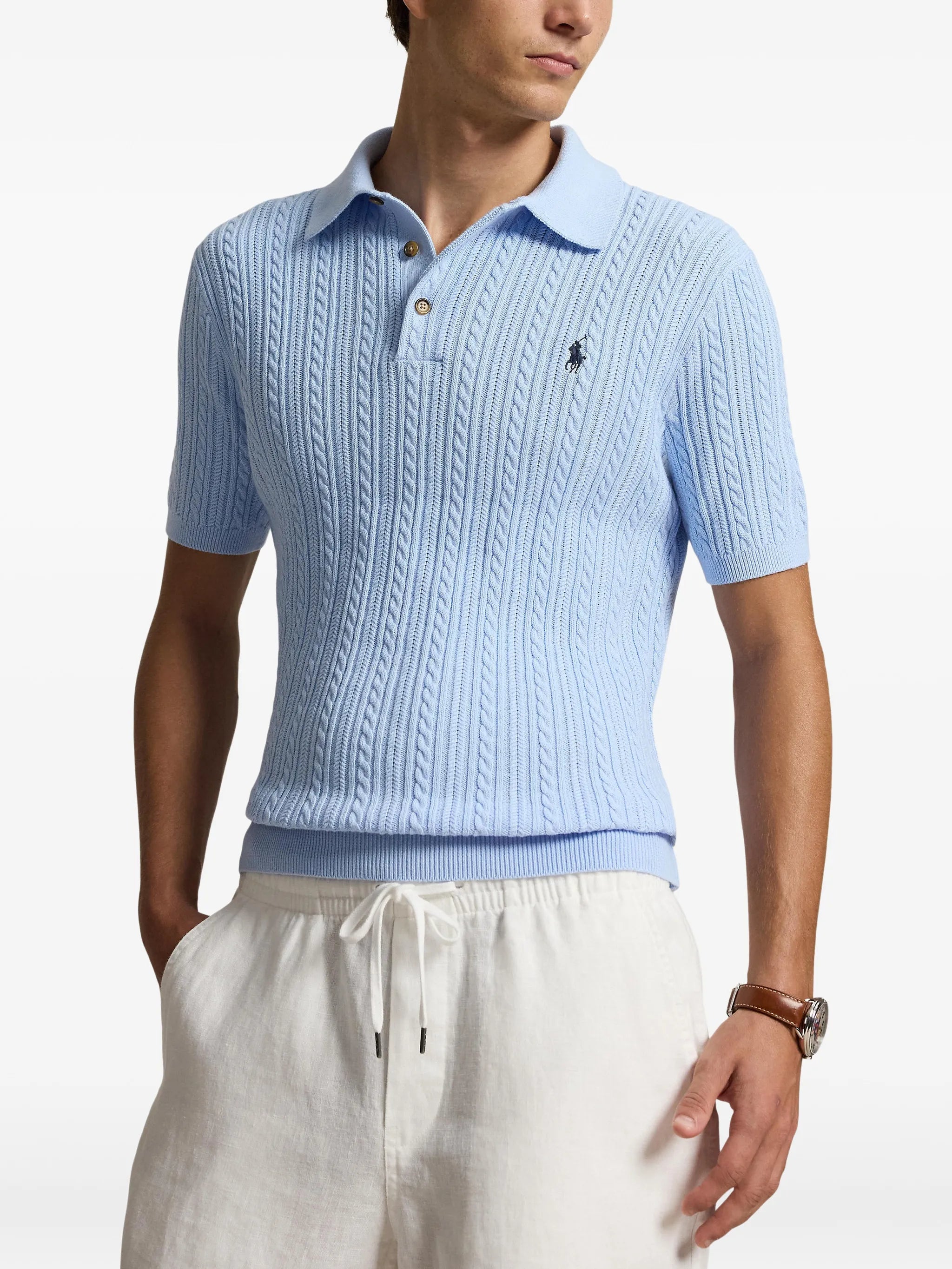 cable-knit polo shirt