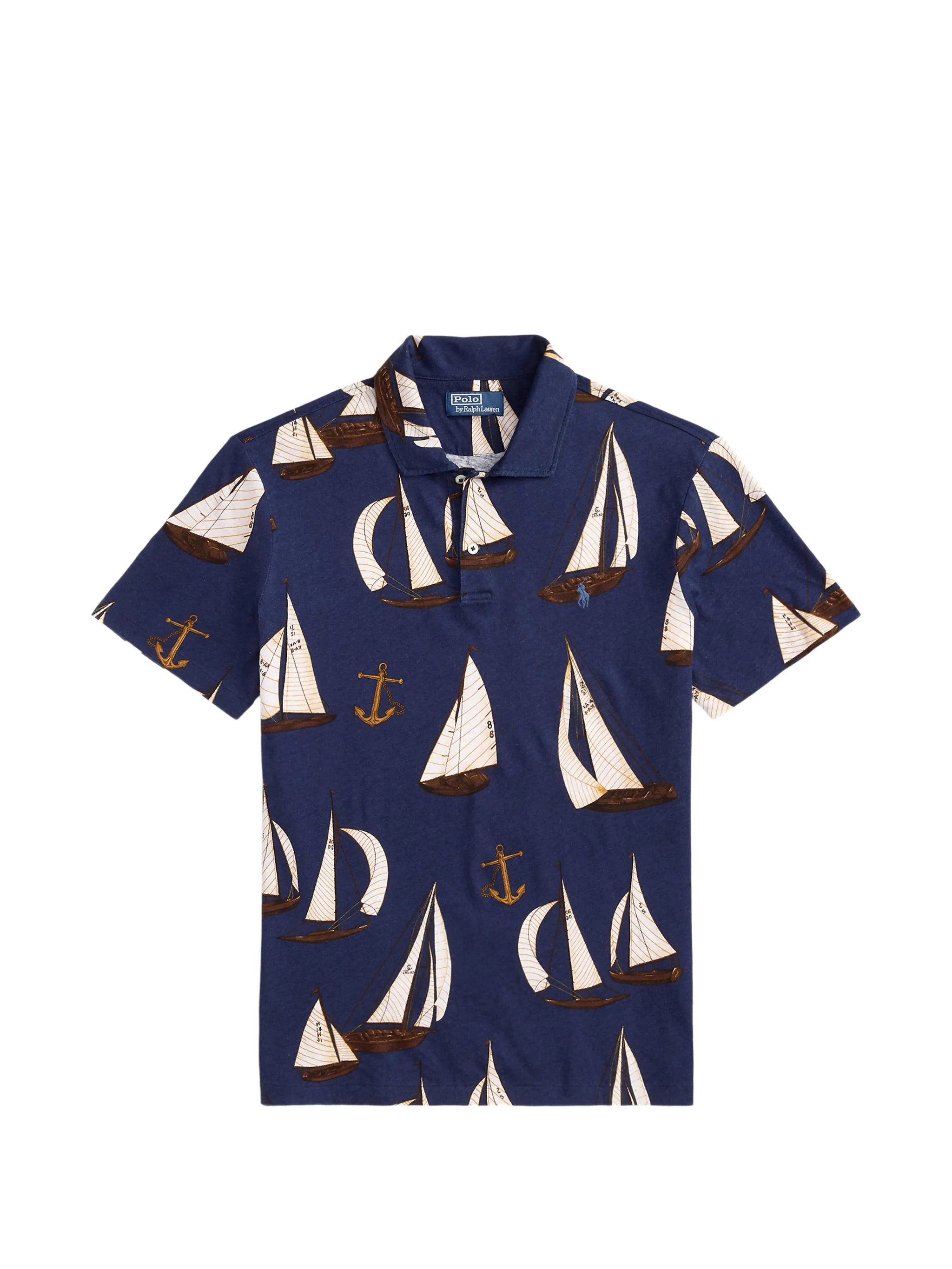 Sailboat-print polo shirt