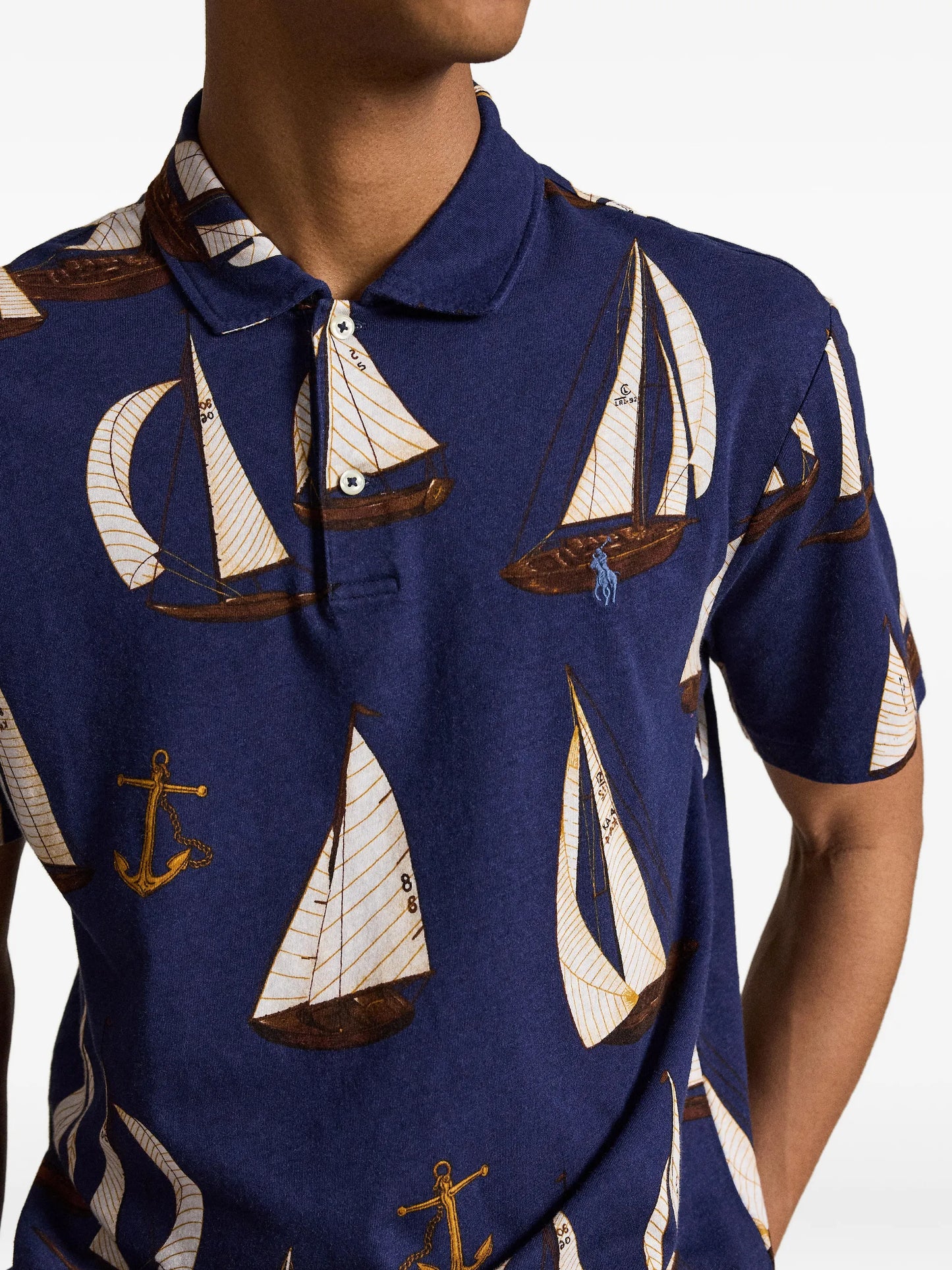 Sailboat-print polo shirt