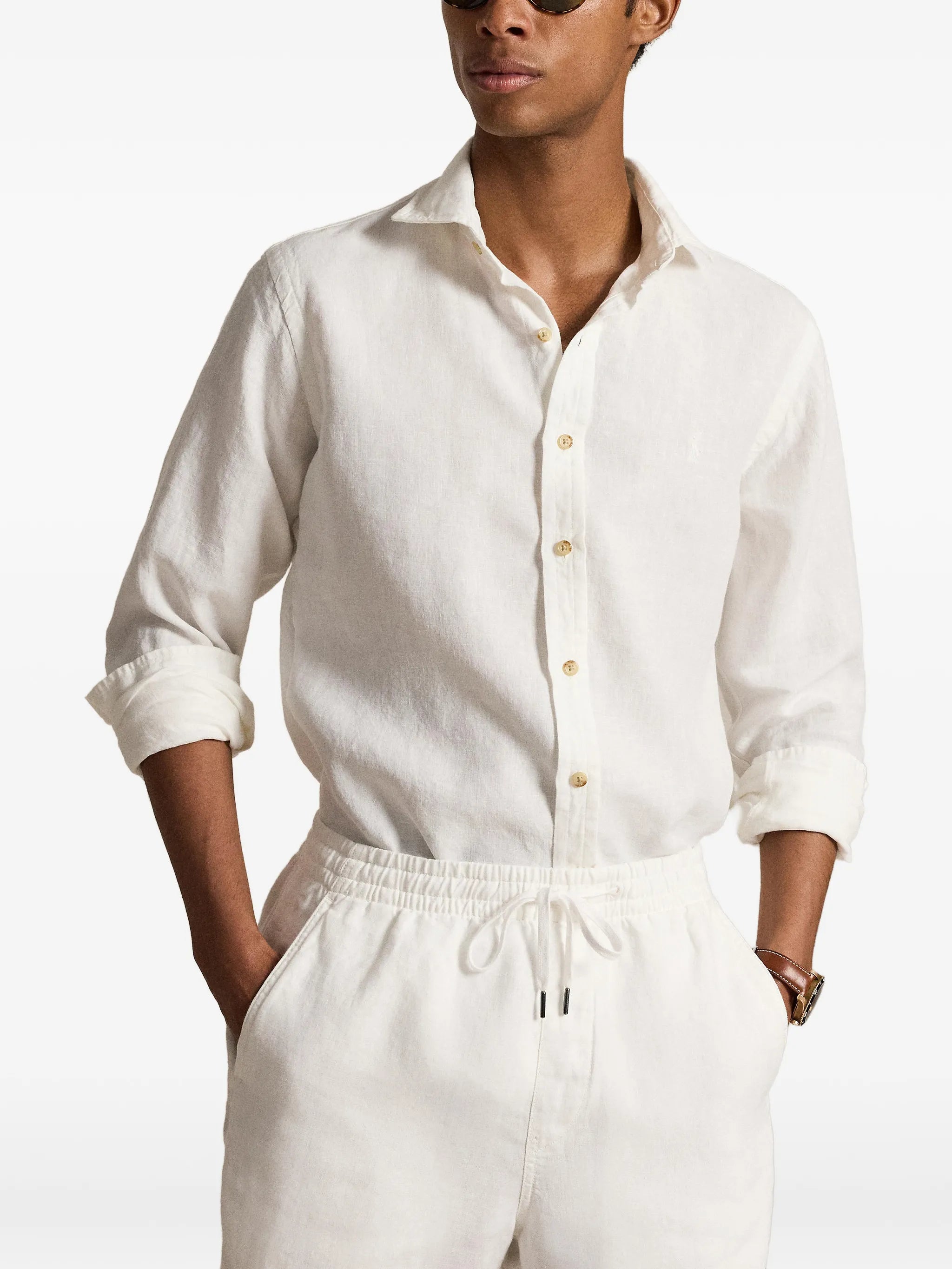Custom Fit Pony-embroidered linen shirt