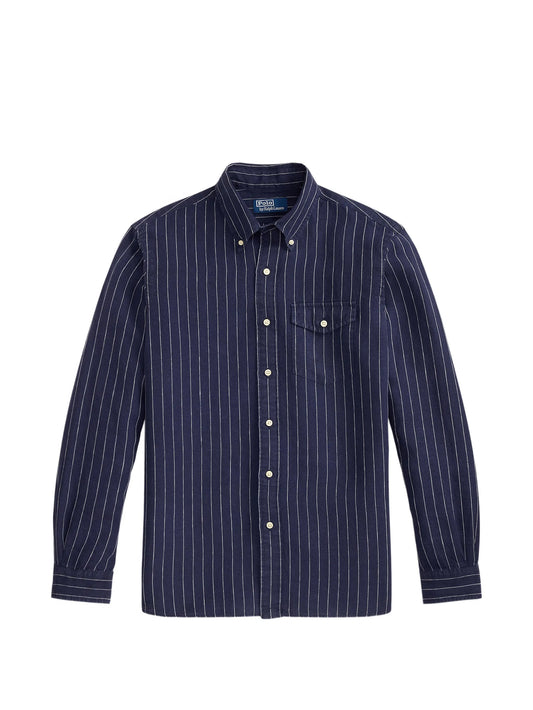 classic fit striped linen shirt