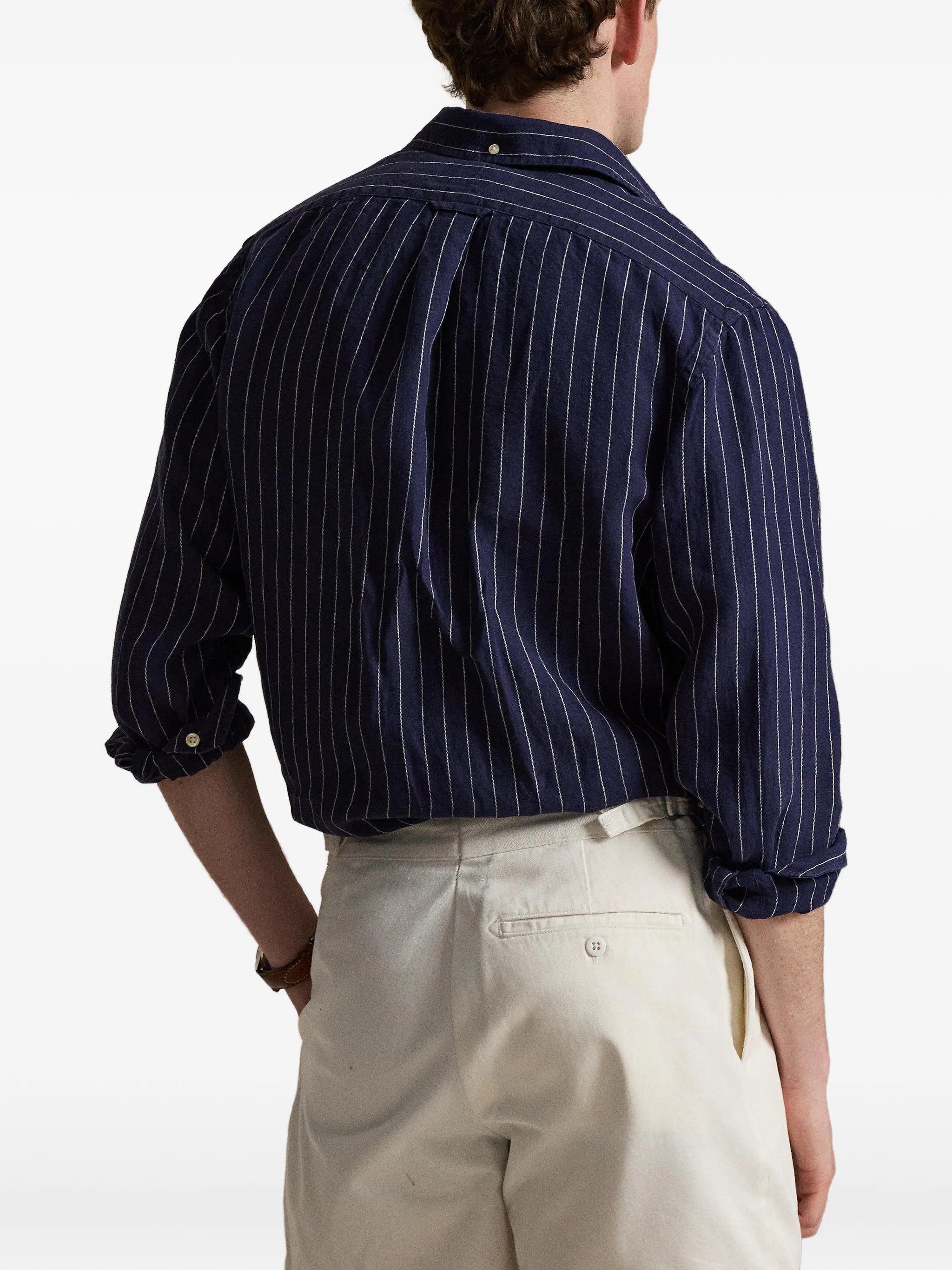 classic fit striped linen shirt