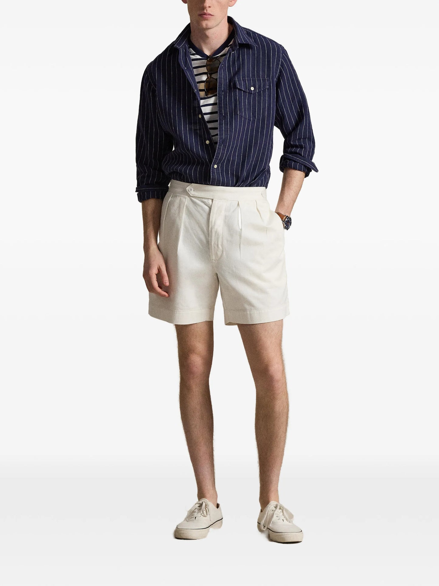 classic fit striped linen shirt