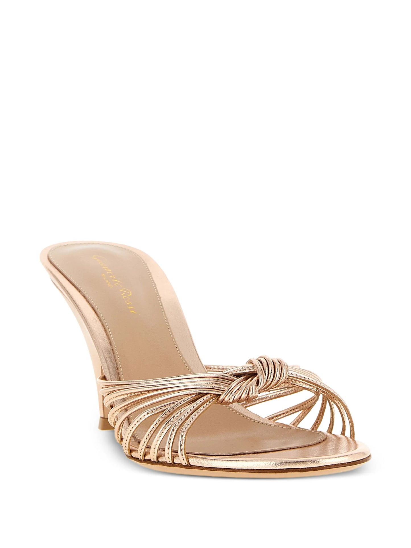 Sofia laminated knotted sandals