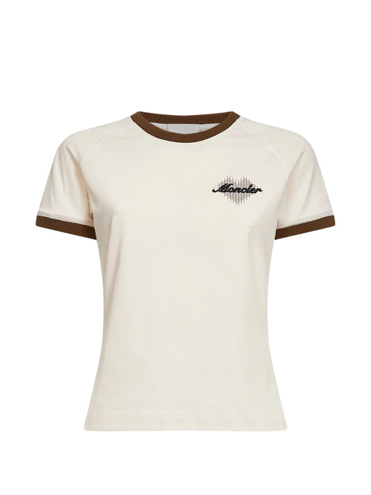 ribbed-heart print T-shirt
