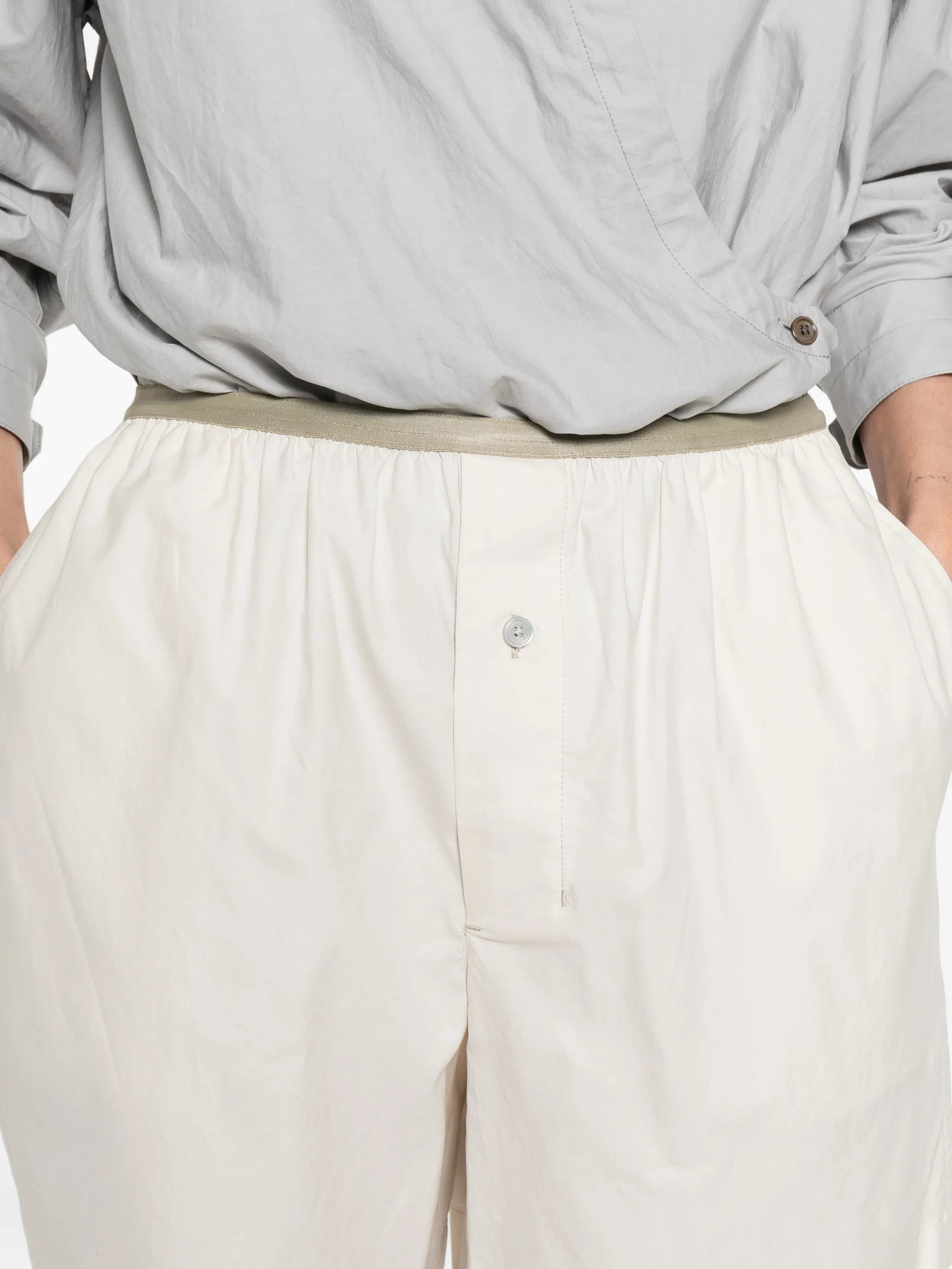 button-embellishment shorts