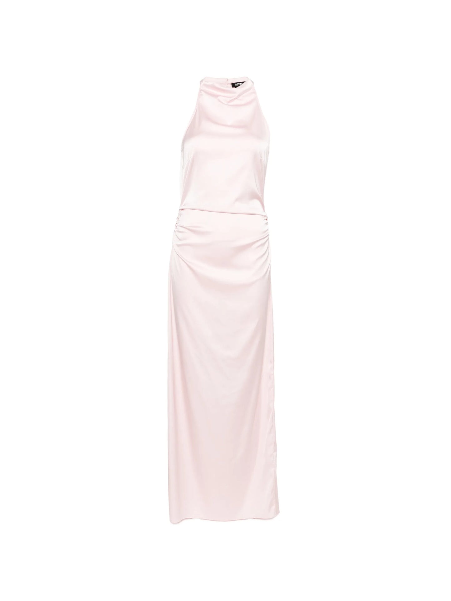 halterneck ruched maxi dress