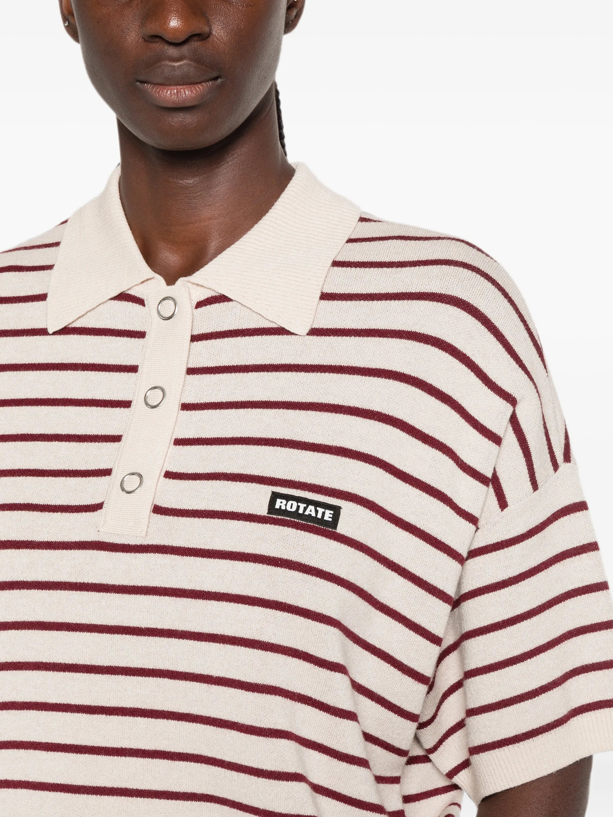slinky knit polo striped beige