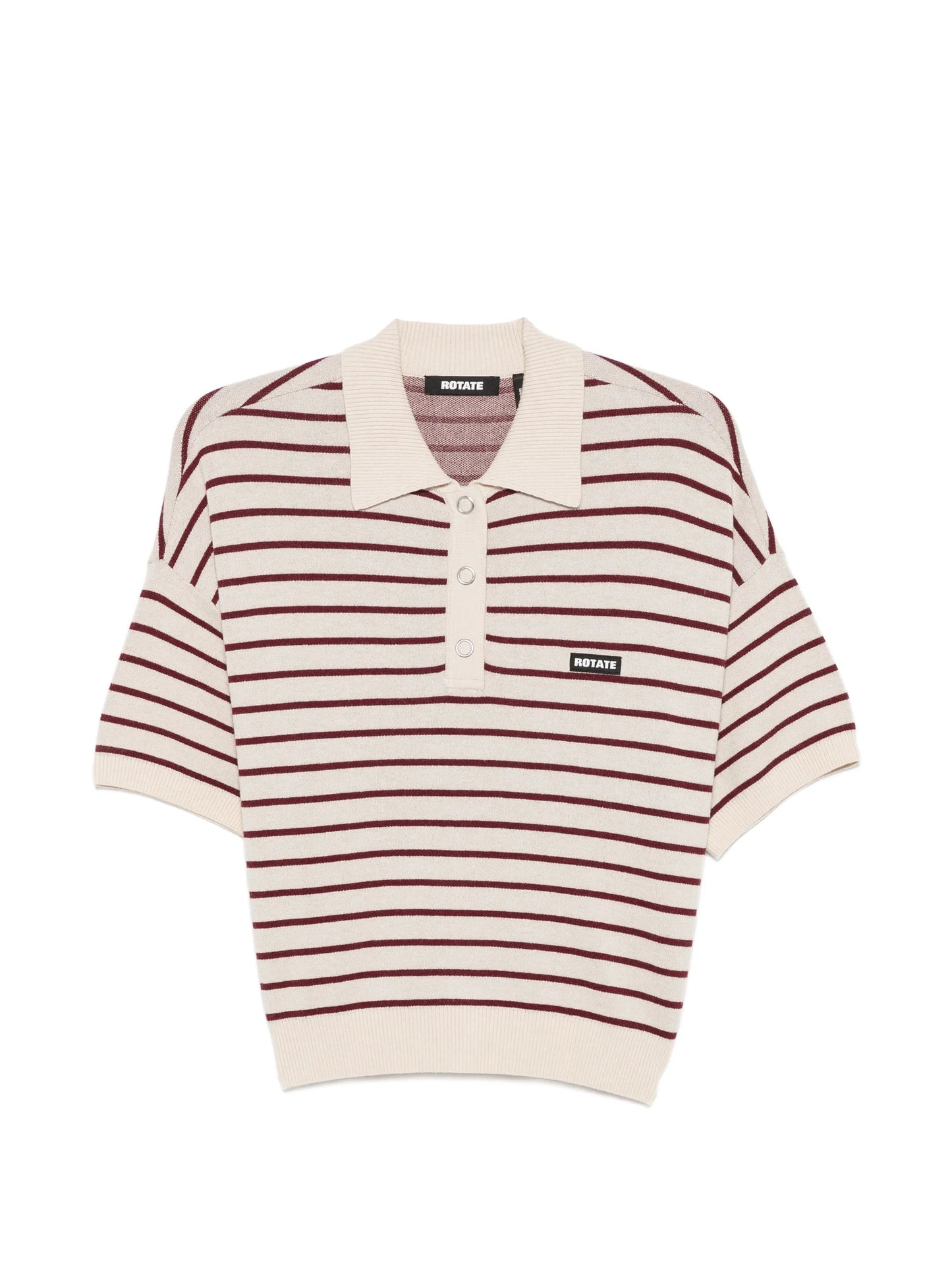 striped short-sleeve polo top