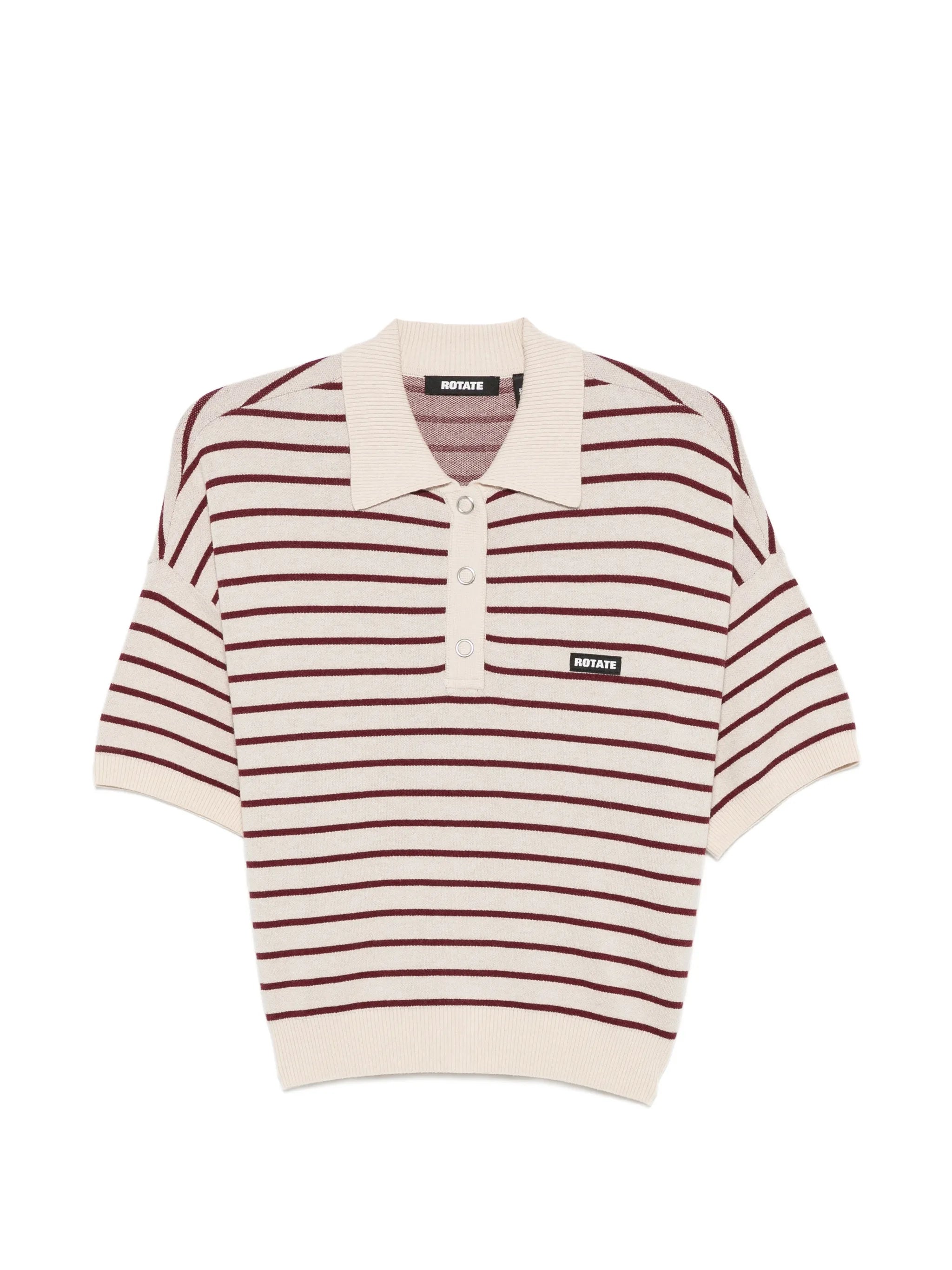 slinky knit polo striped beige