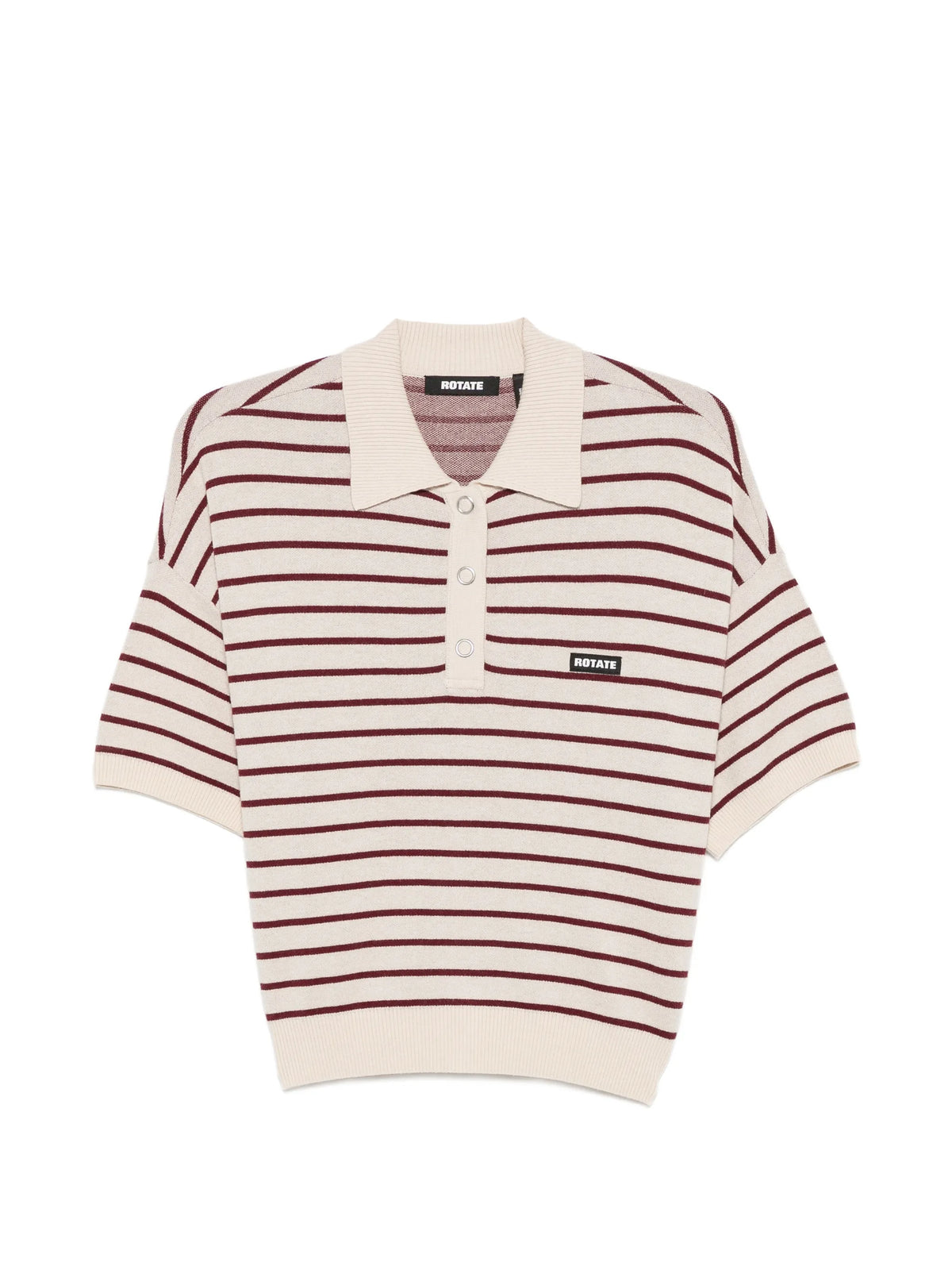 slinky knit polo striped beige