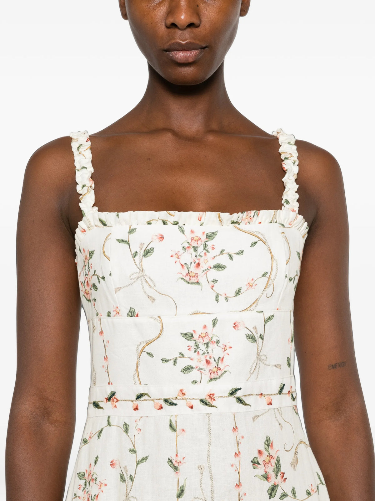 Nispero floral-print linen dress