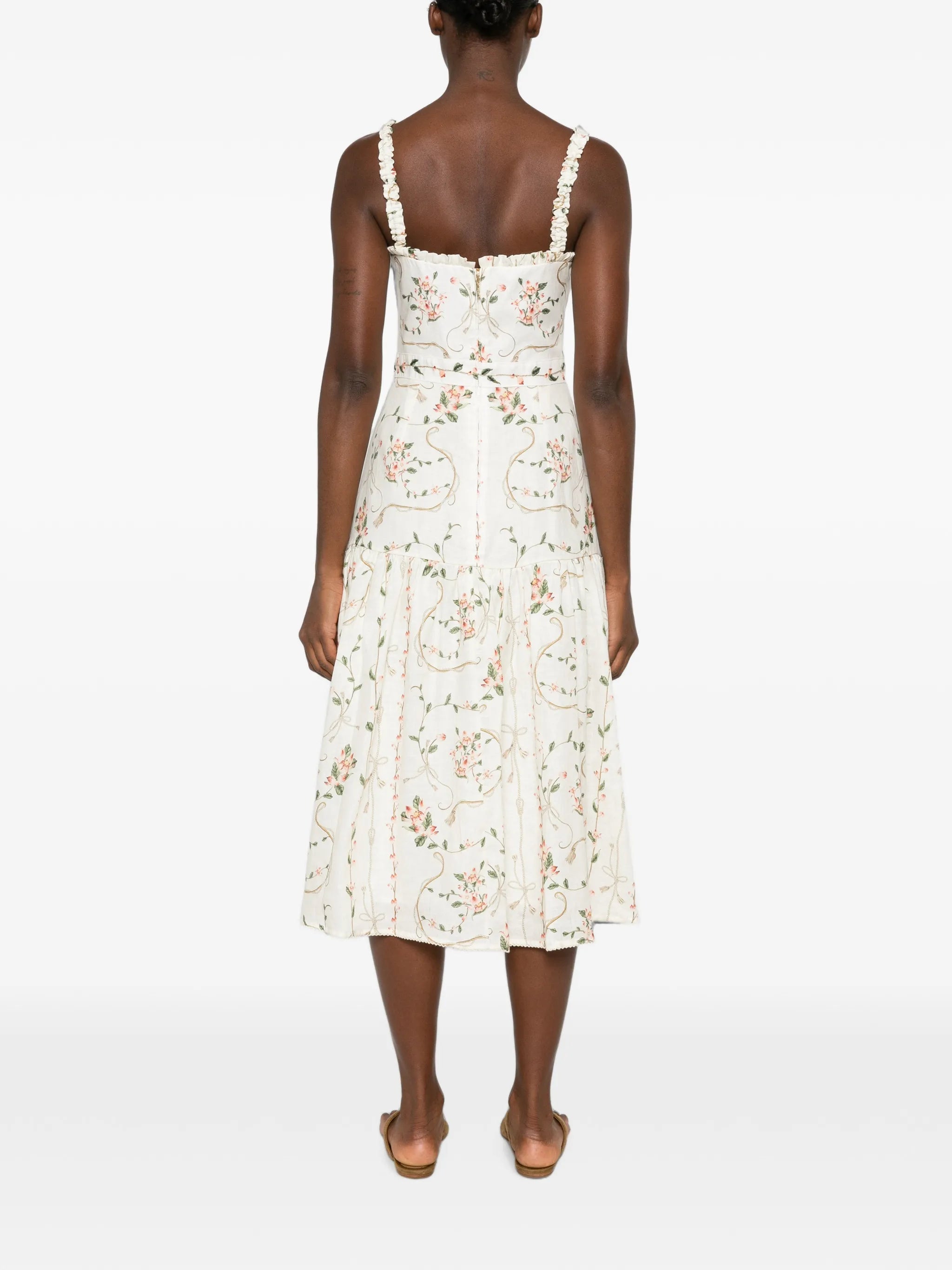 Nispero floral-print linen dress
