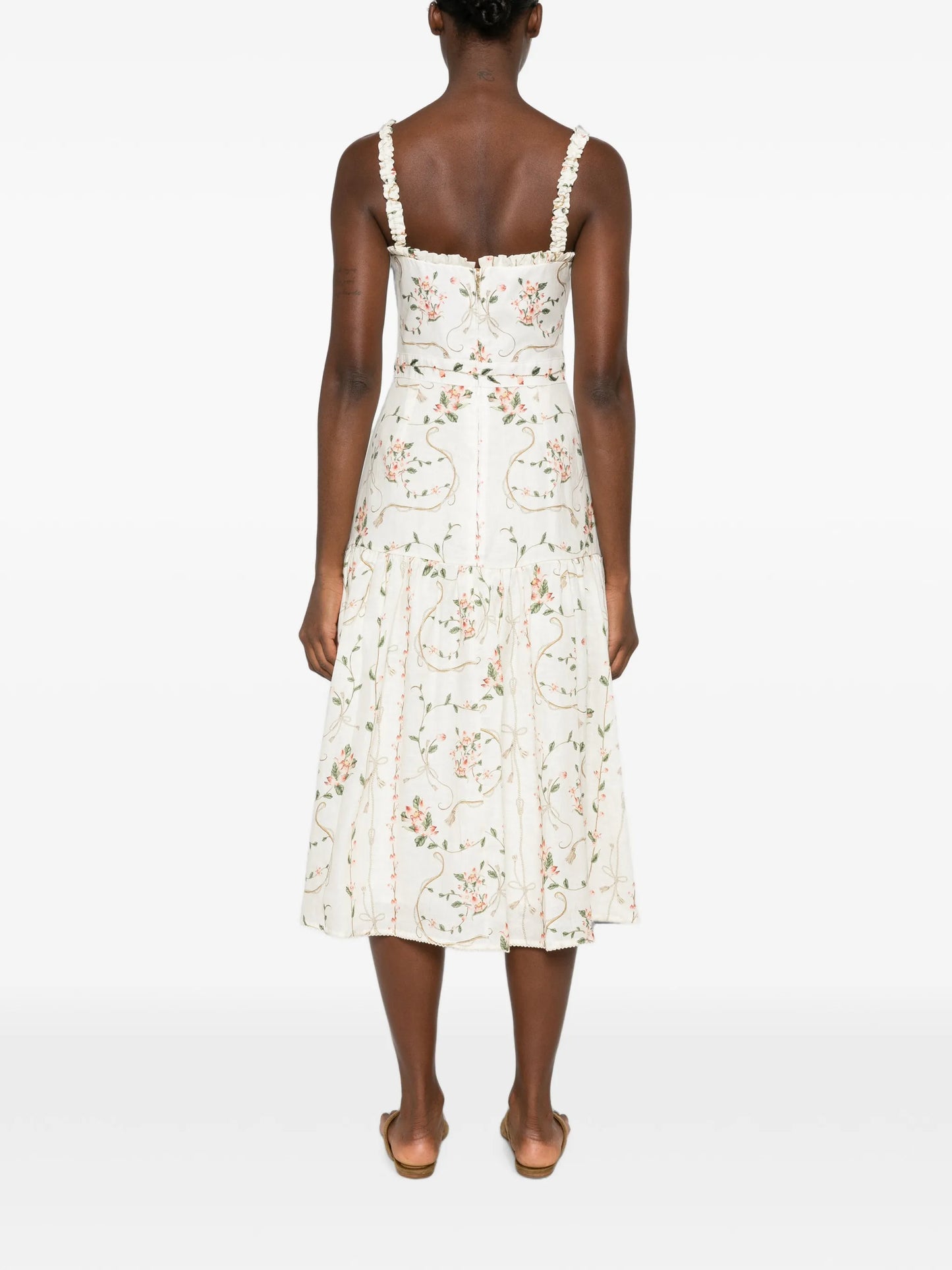 Nispero floral-print linen dress