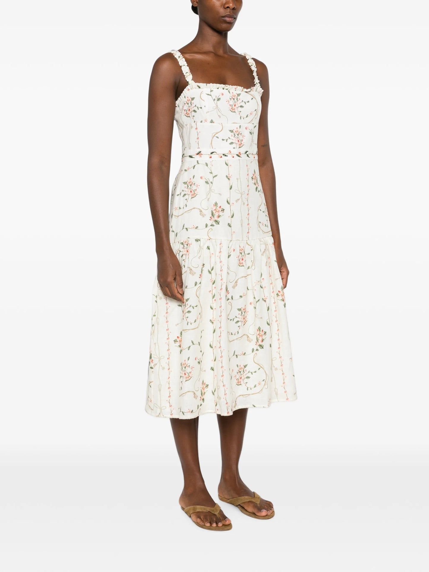 Nispero floral-print linen dress