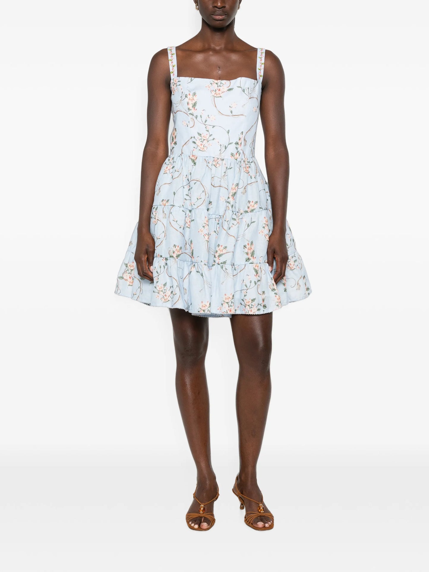Lima floral-print tiered mini dress