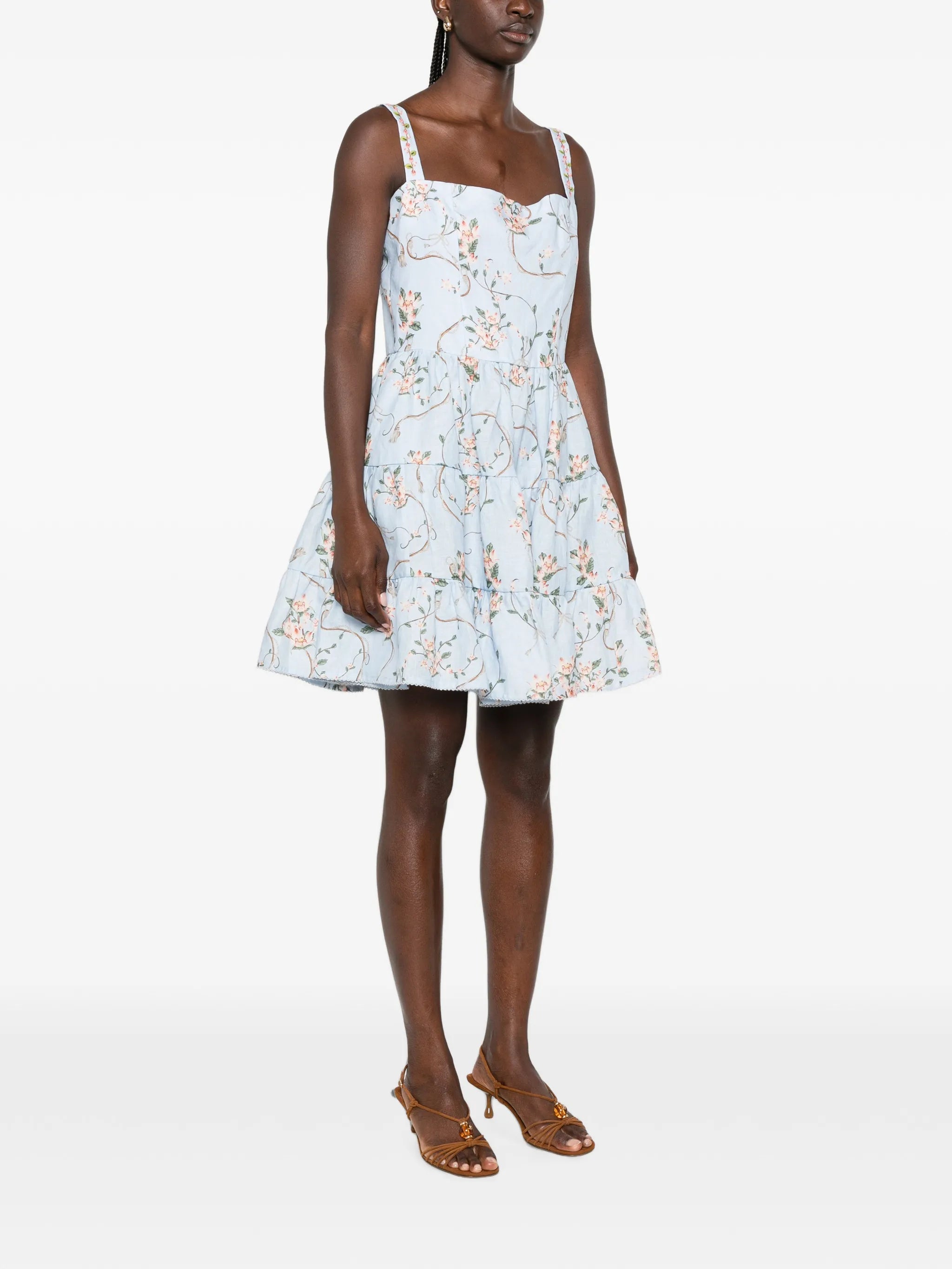 Lima floral-print tiered mini dress