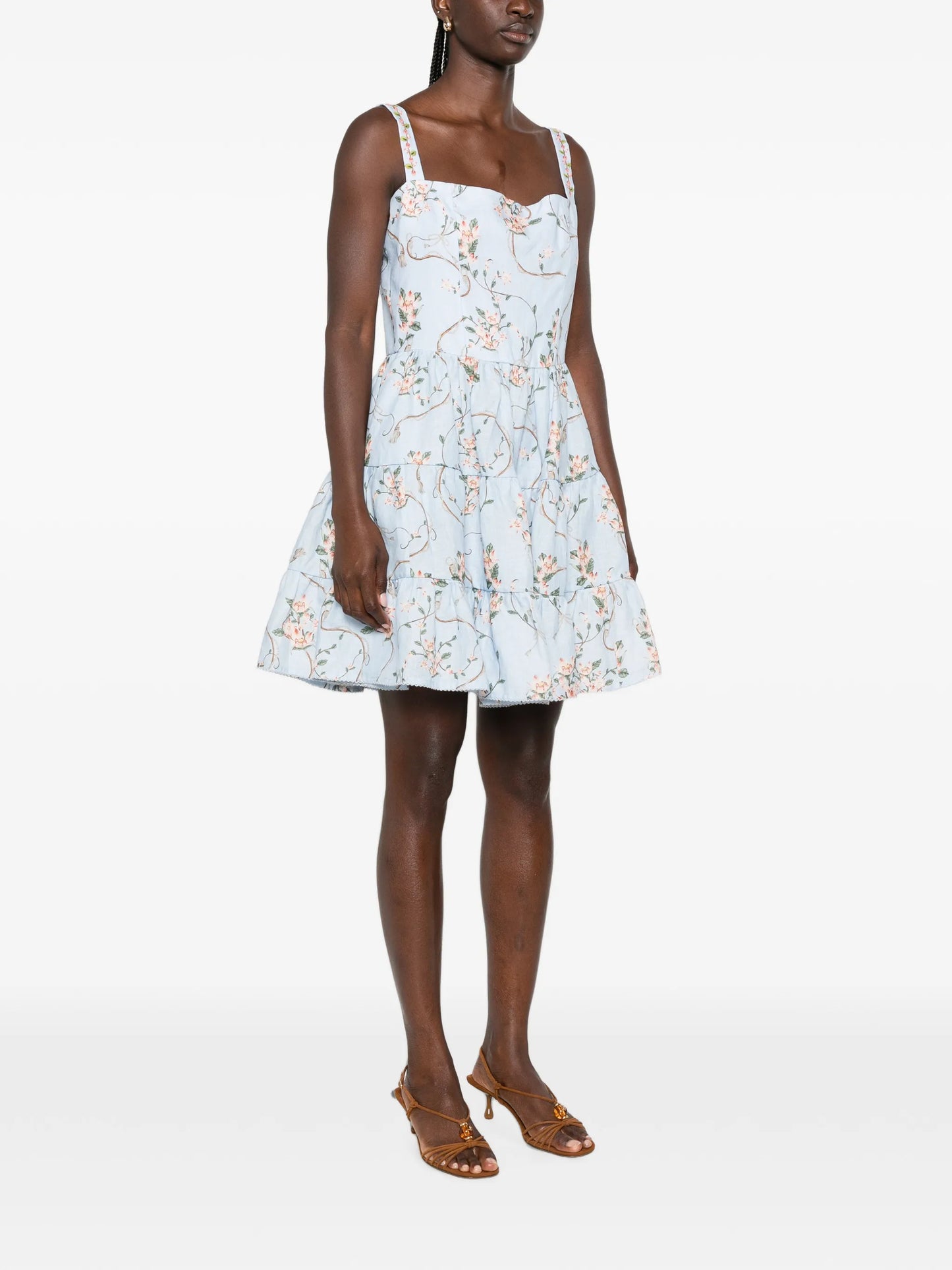 Lima floral-print tiered mini dress