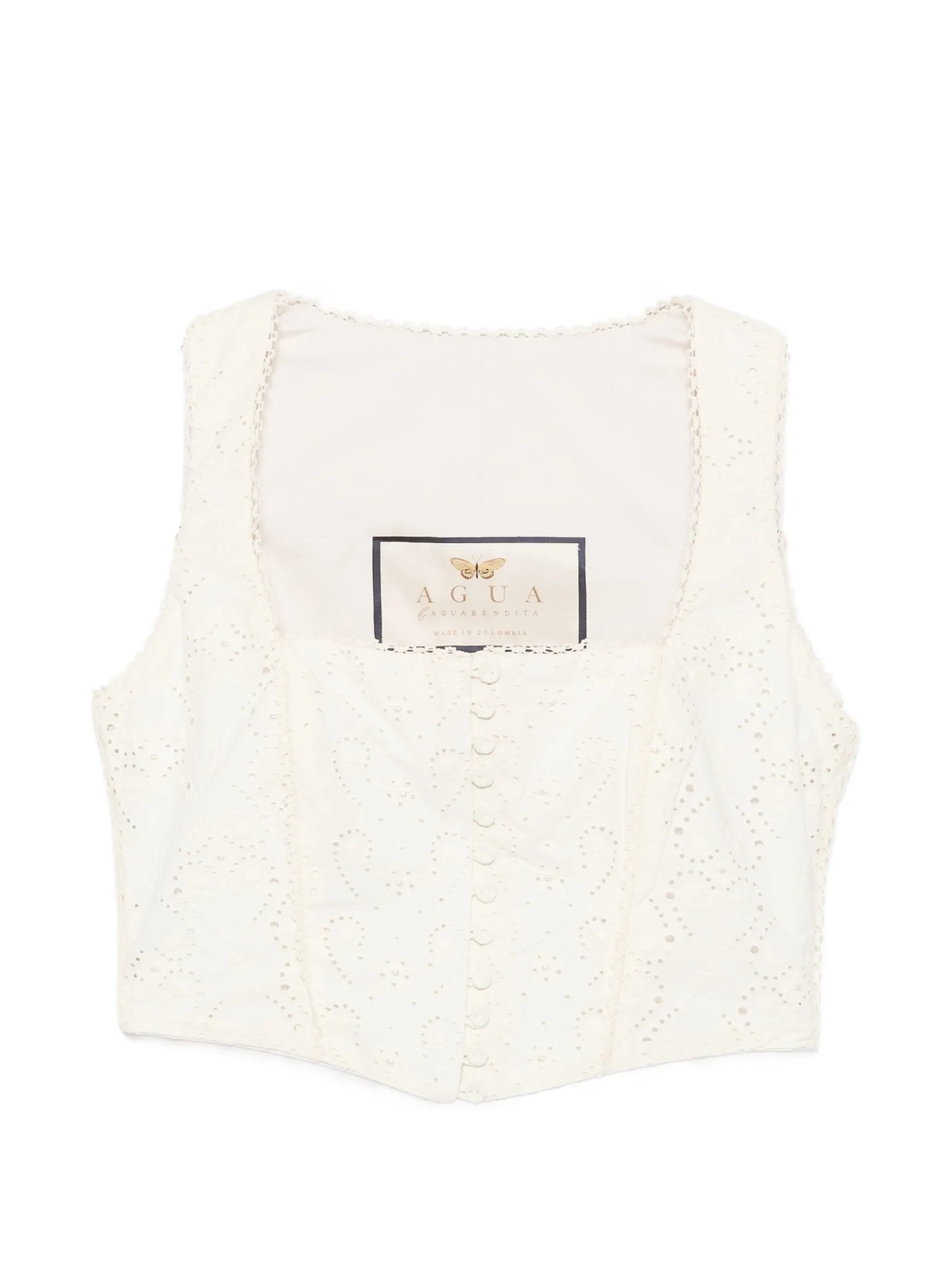 Cornalina eyelet-embroidered crop top
