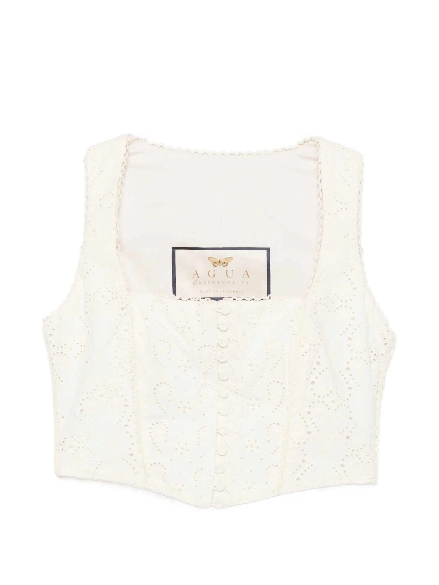 Cornalina eyelet-embroidered crop top