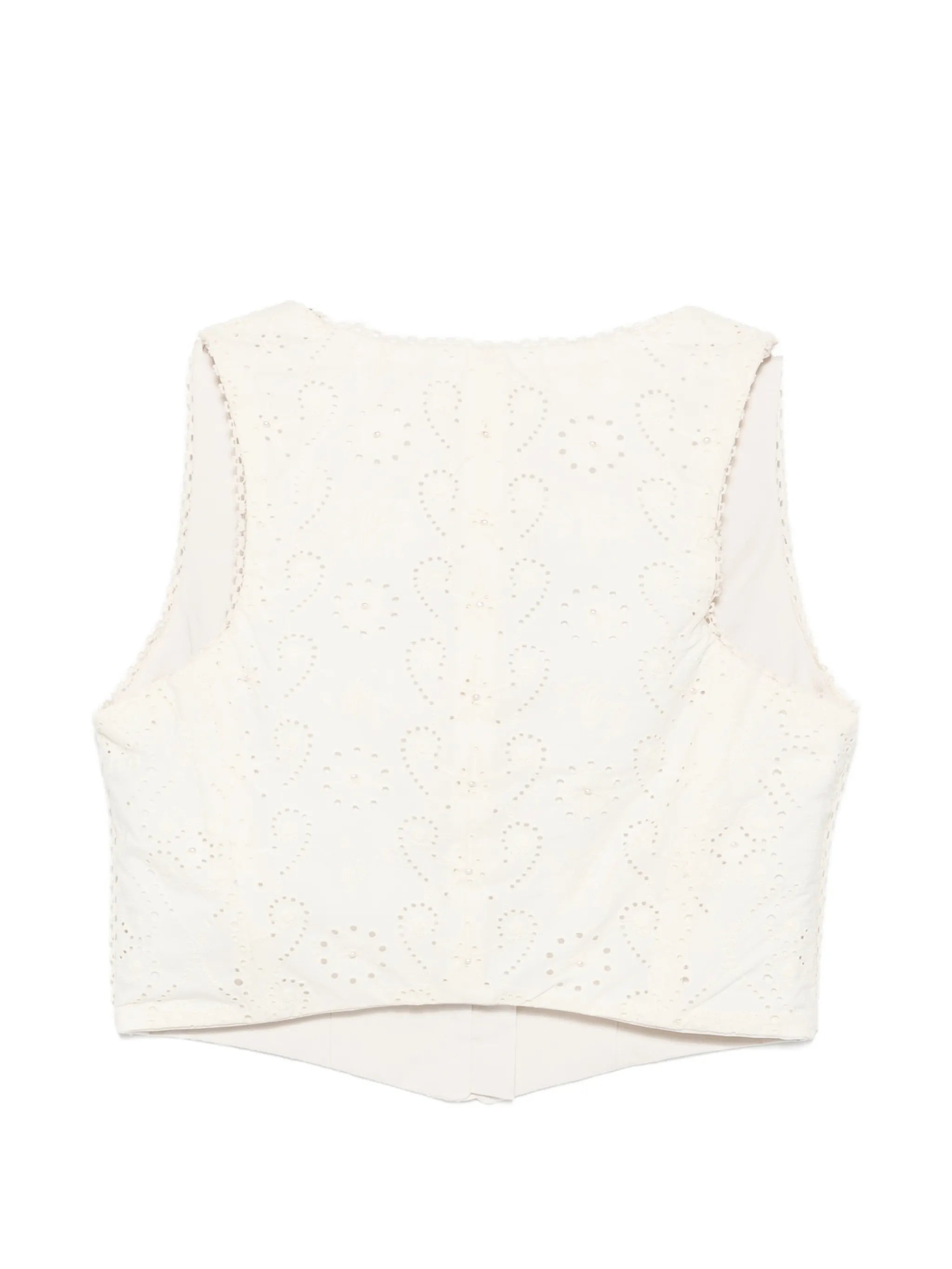 Cornalina eyelet-embroidered crop top