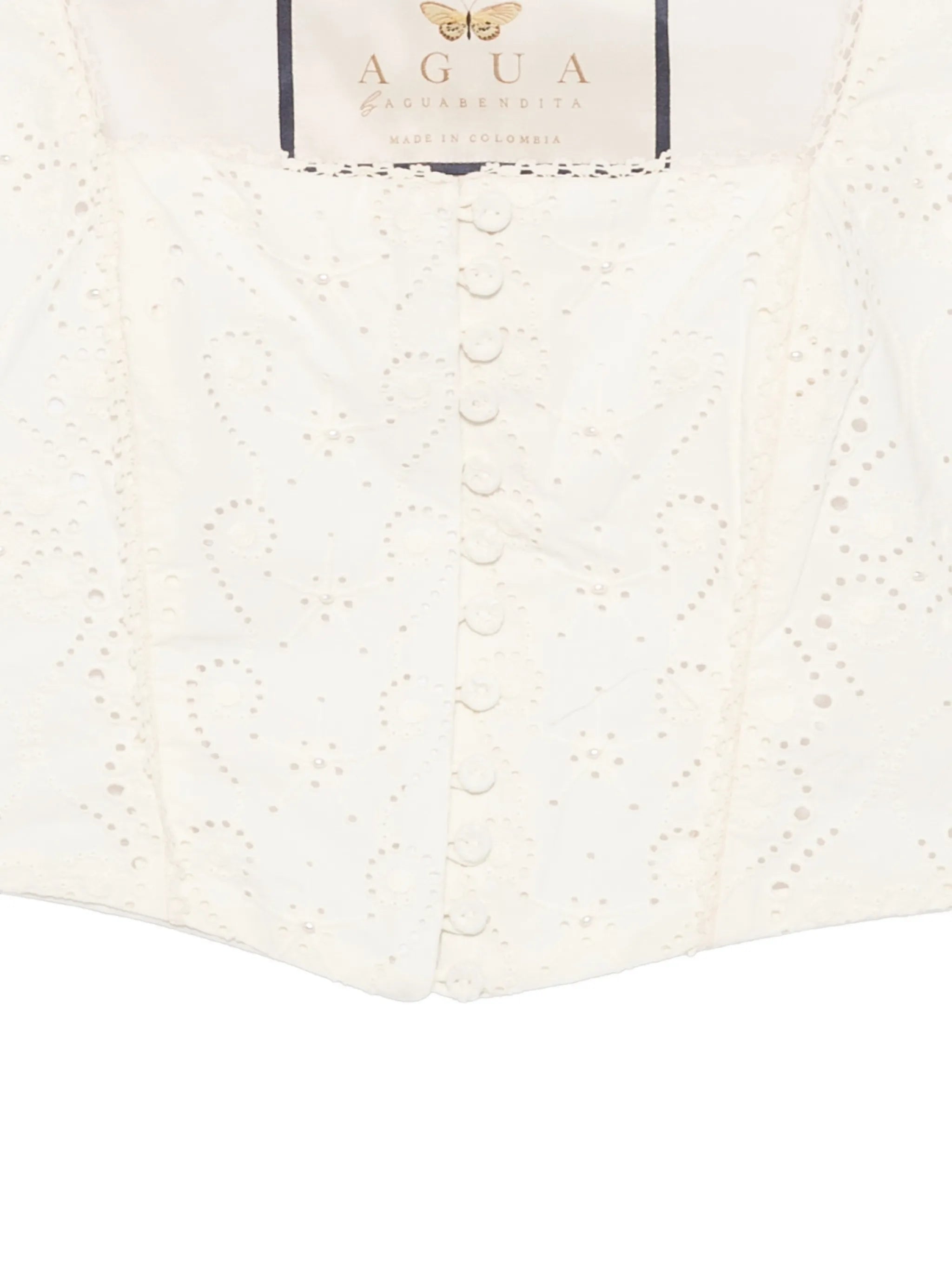 Cornalina eyelet-embroidered crop top