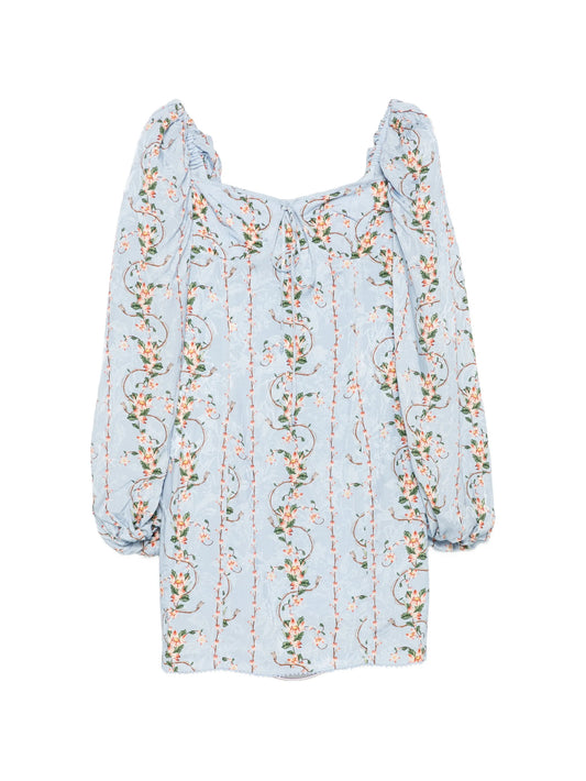 Lorena floral-jacquard mini dress
