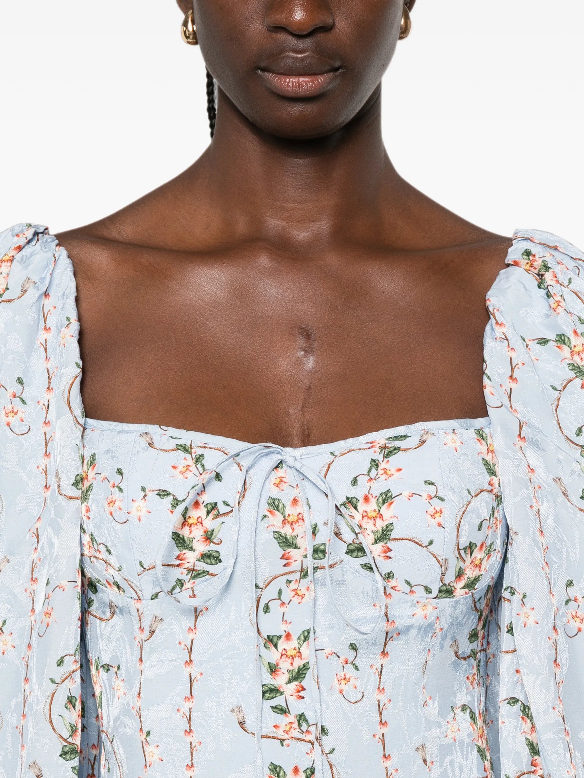 Lorena floral-jacquard mini dress