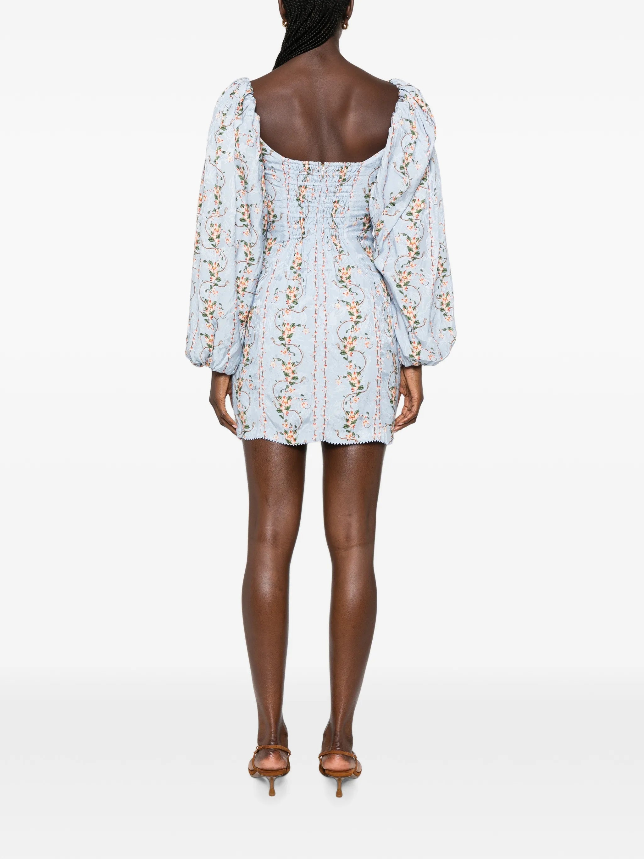 Lorena floral-jacquard mini dress