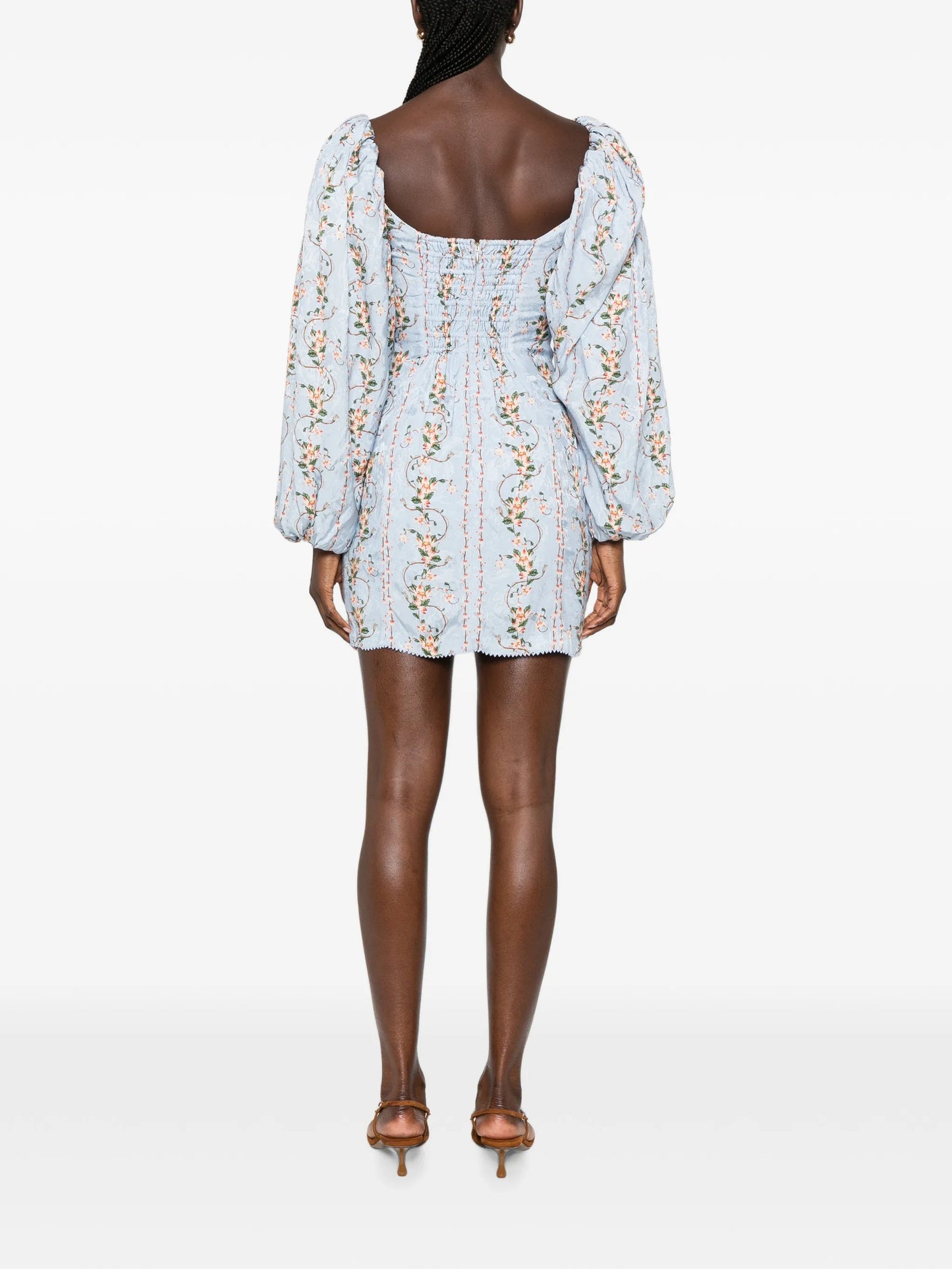 Lorena floral-jacquard mini dress