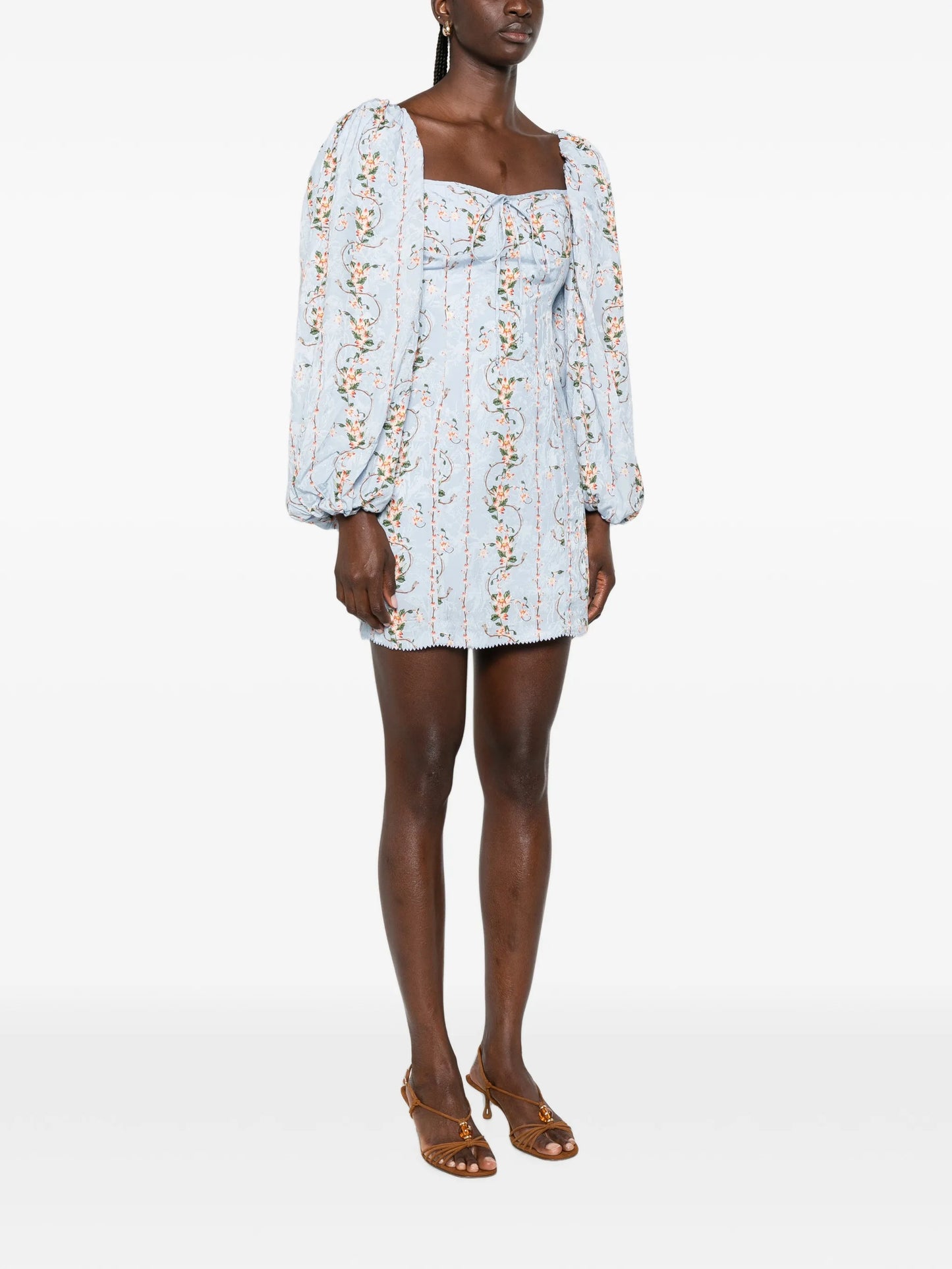 Lorena floral-jacquard mini dress