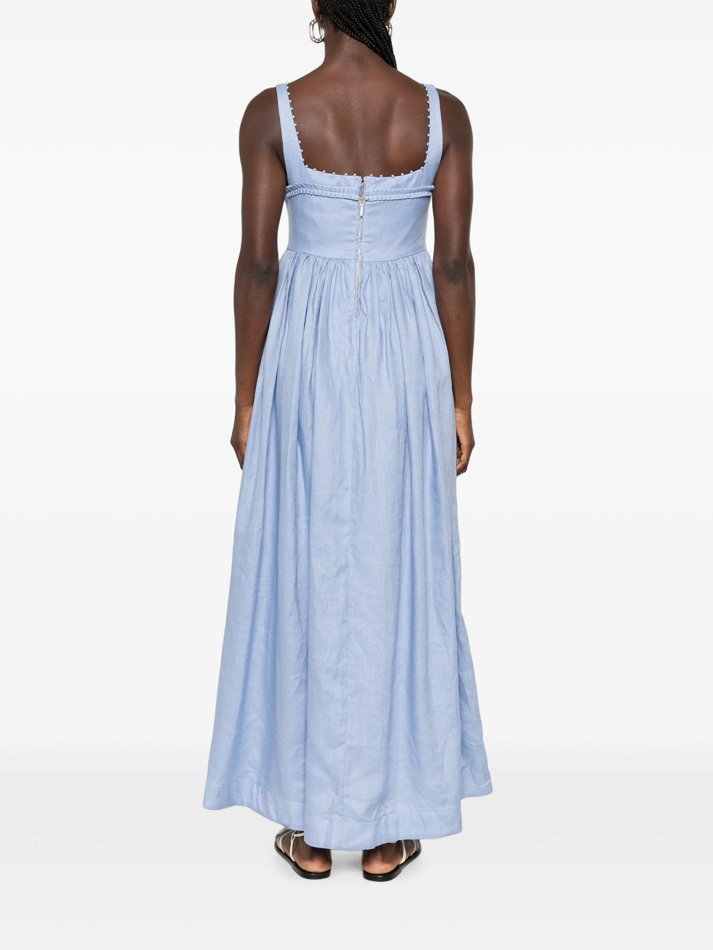 Barbara floral-embroidered linen maxi dress