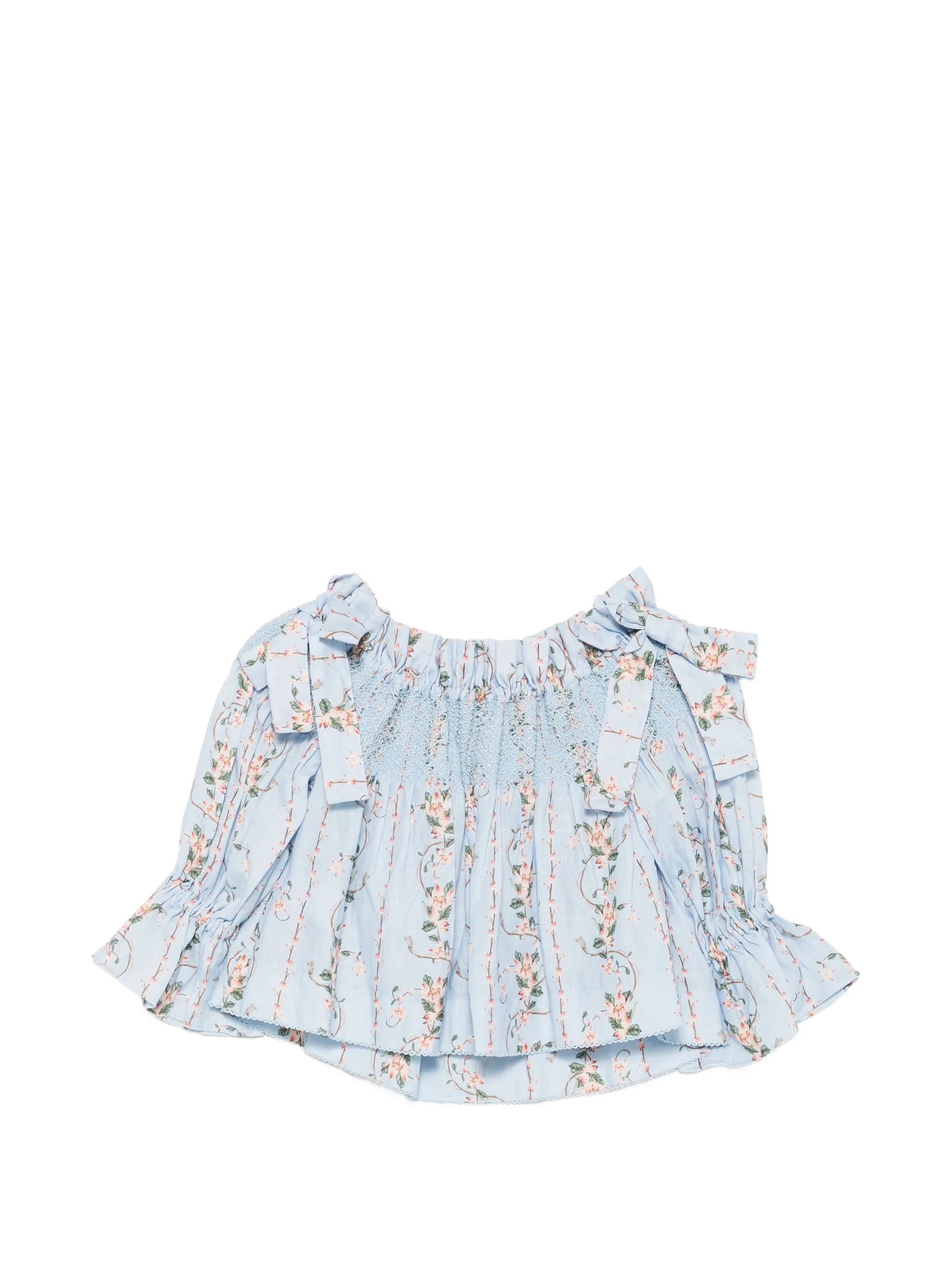 Isla Navegante floral-print ruffled top
