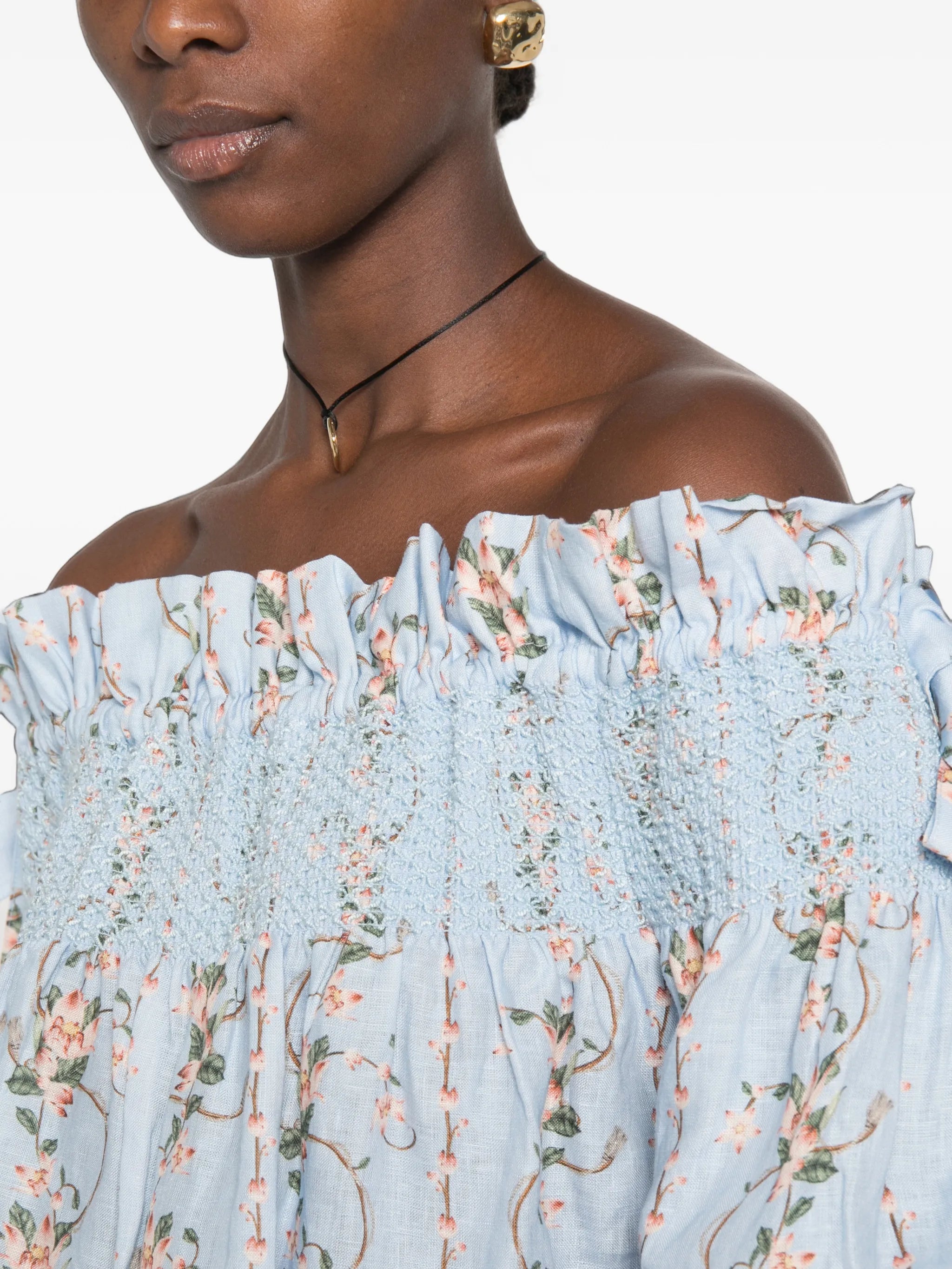 Isla Navegante floral-print ruffled top