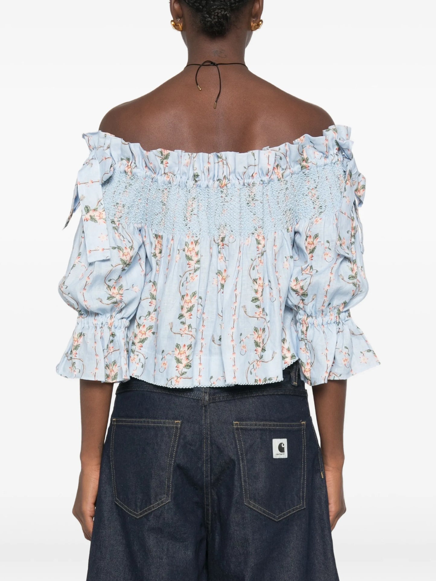Isla Navegante floral-print ruffled top