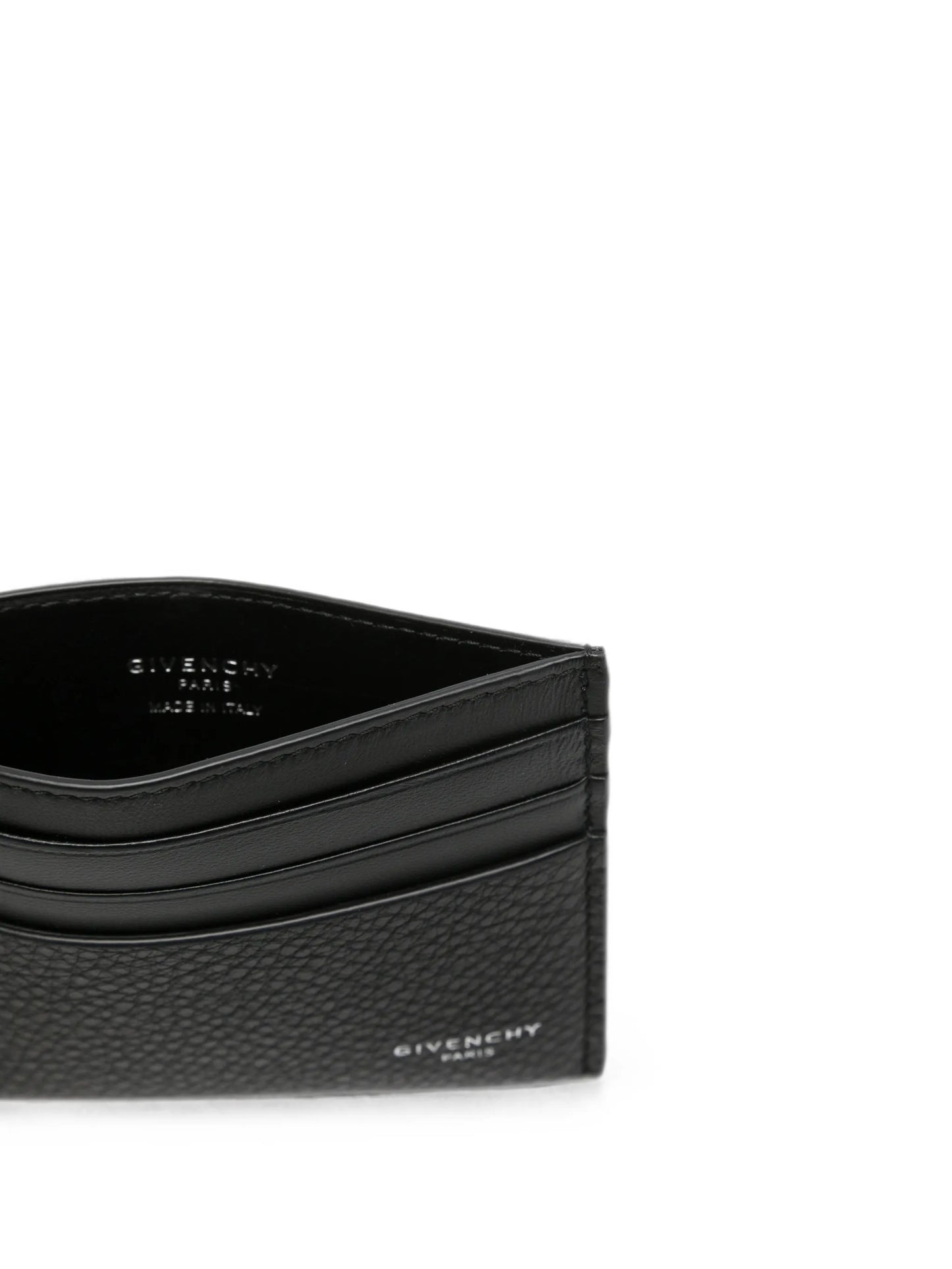 logo-print grained leather card holder