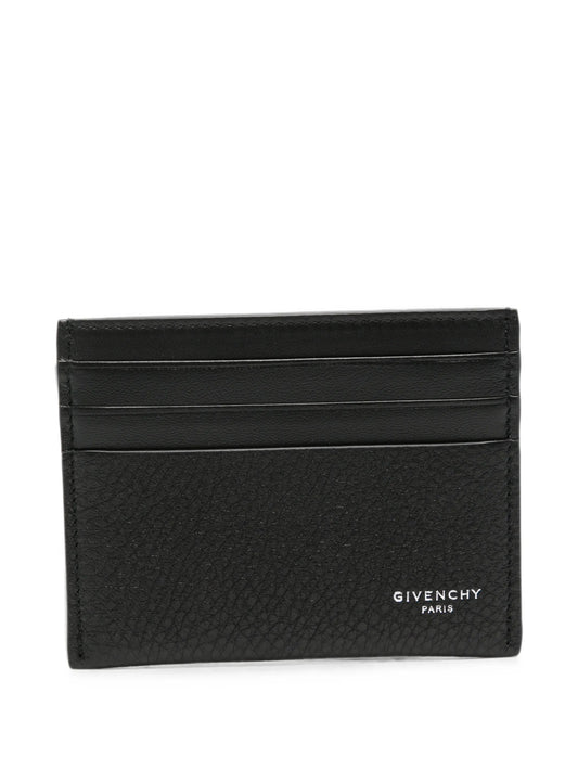 card holder in grained leather
