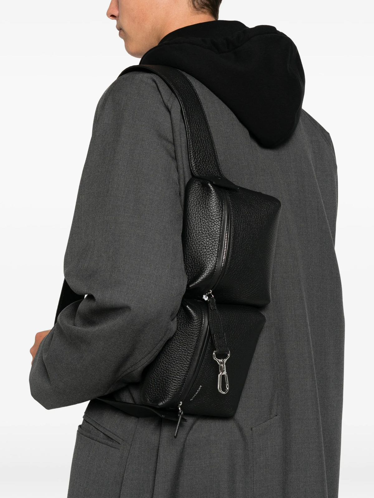 fold belt bag in grained leather