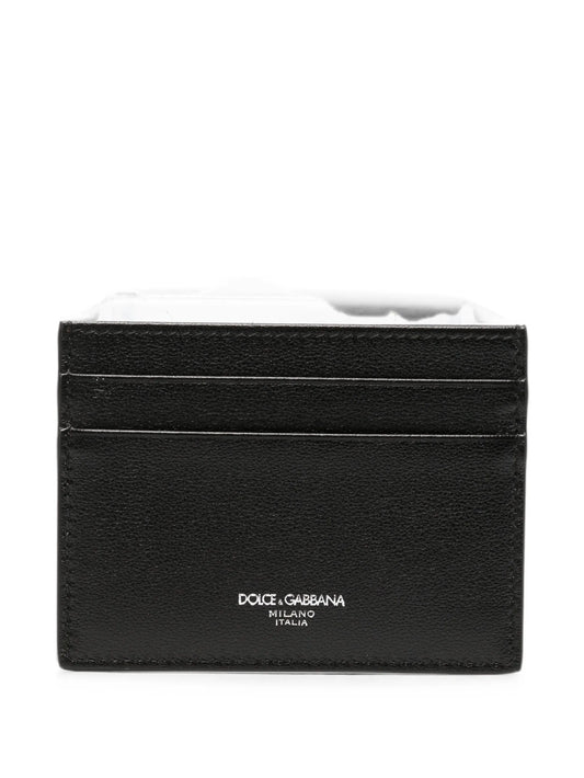 logo-print leather cardholder