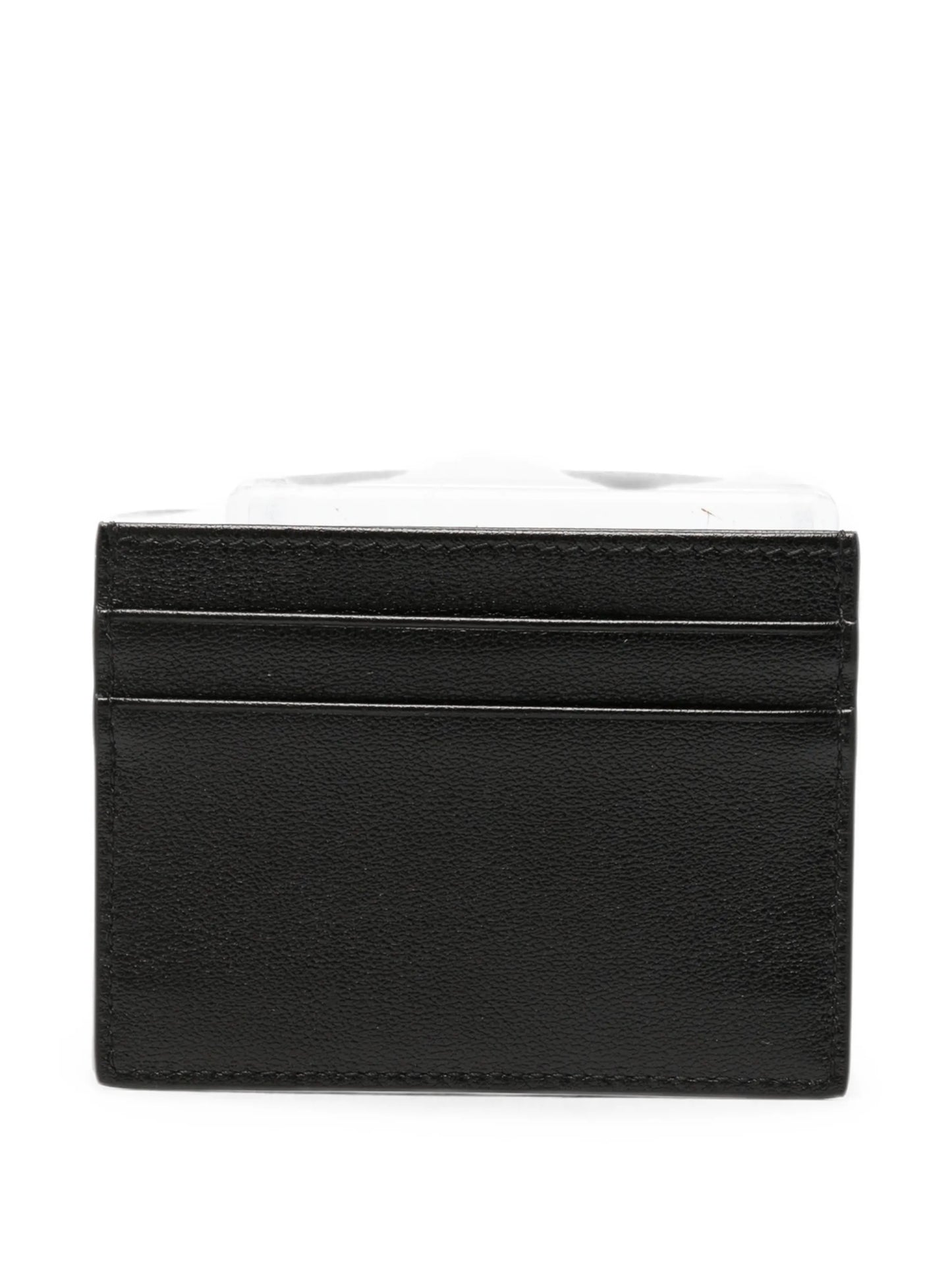 logo-print leather cardholder