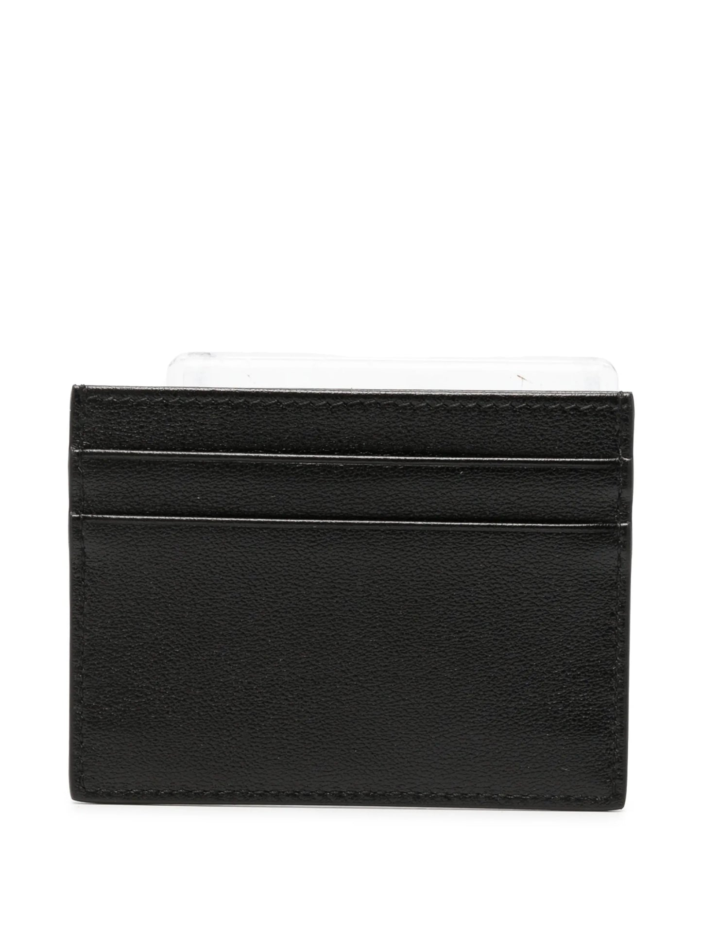 logo-print leather cardholder