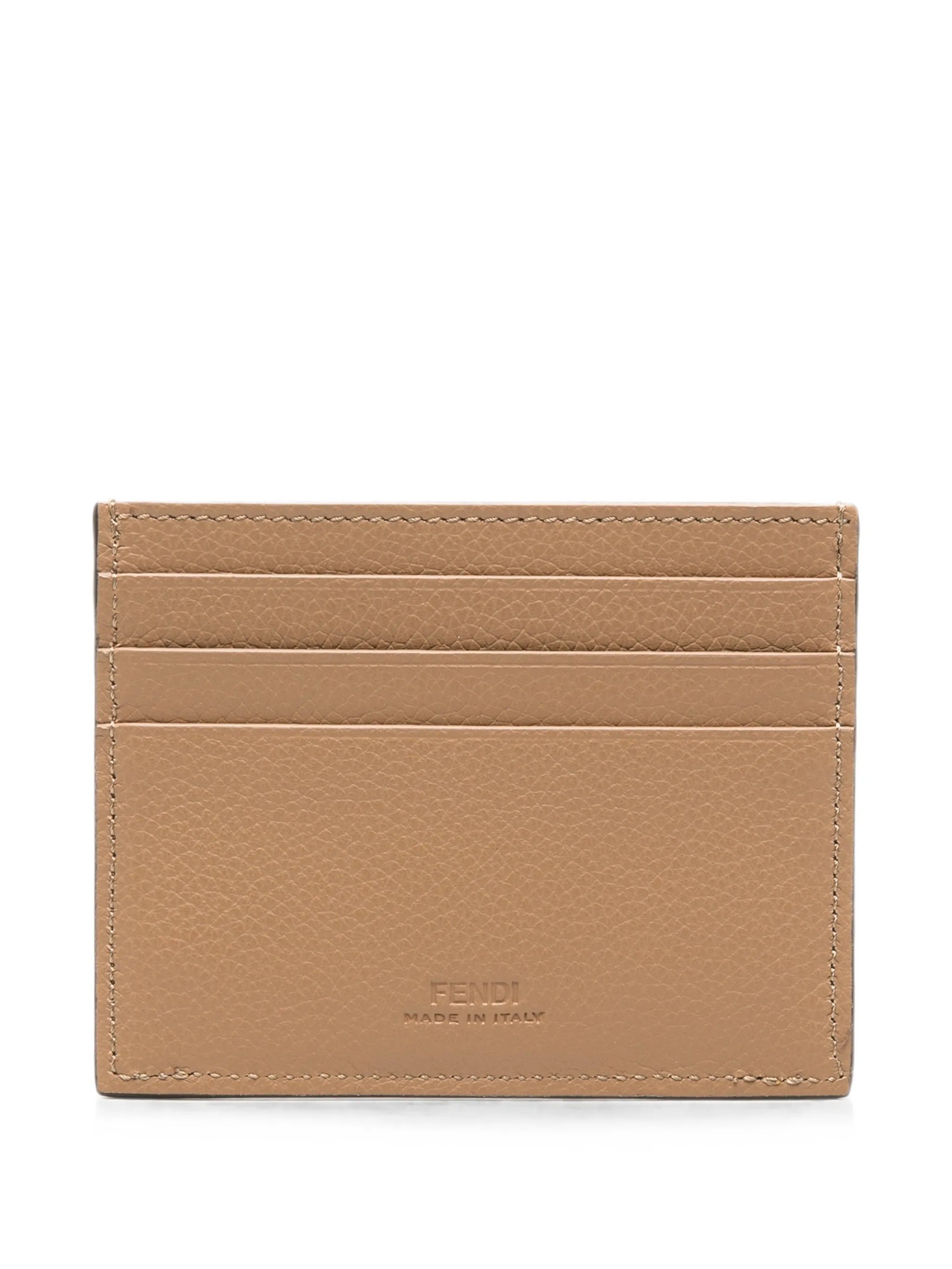 logo-plaque leather card holder