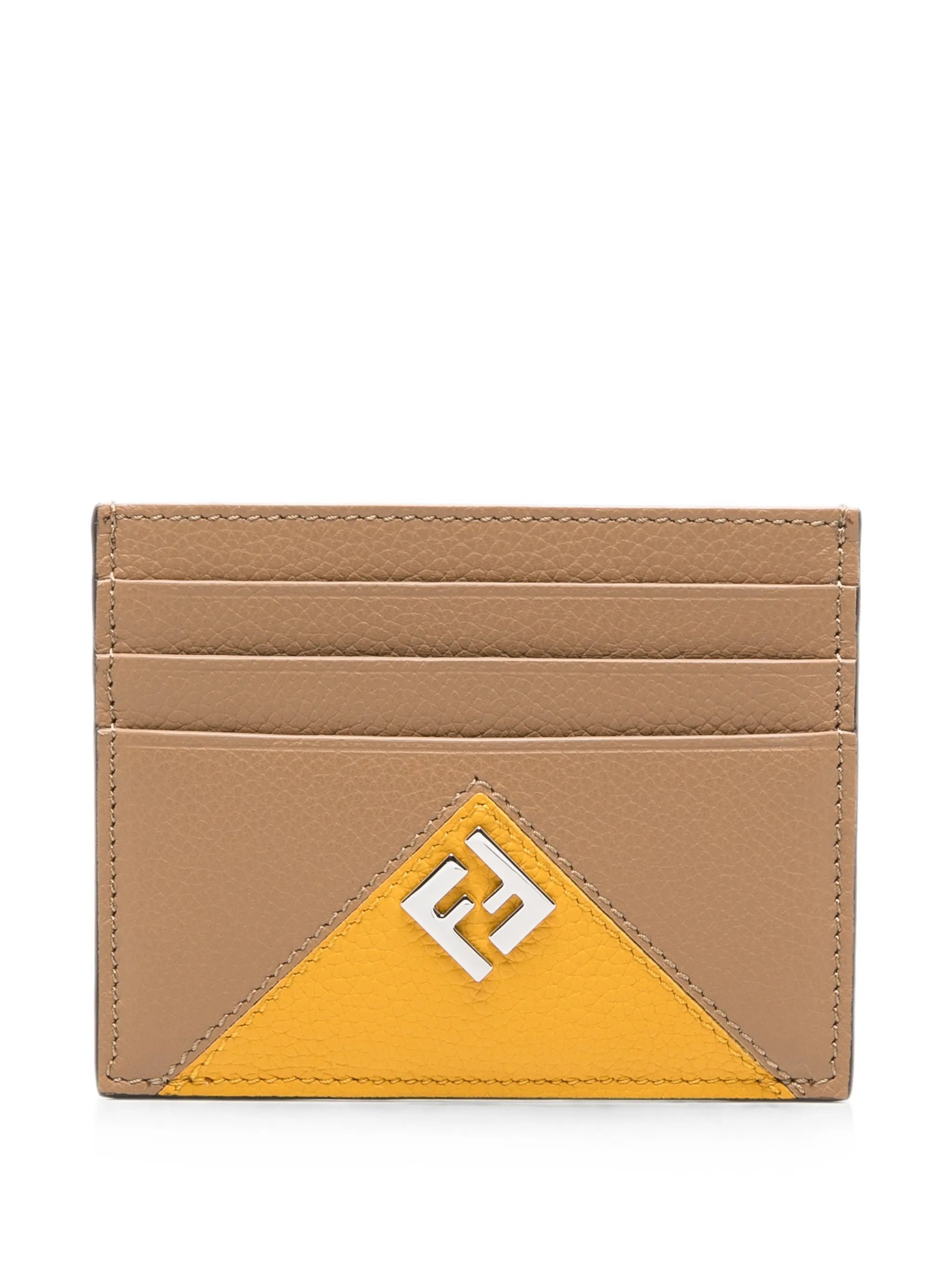 logo-plaque leather card holder